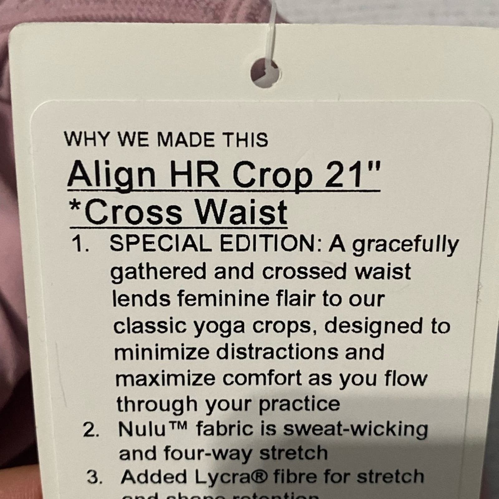 Lululemon 🚨New🚨 cross waist Lululemon Align Crop 21" *Cross Waist Size 22" - 6 Thumbnail