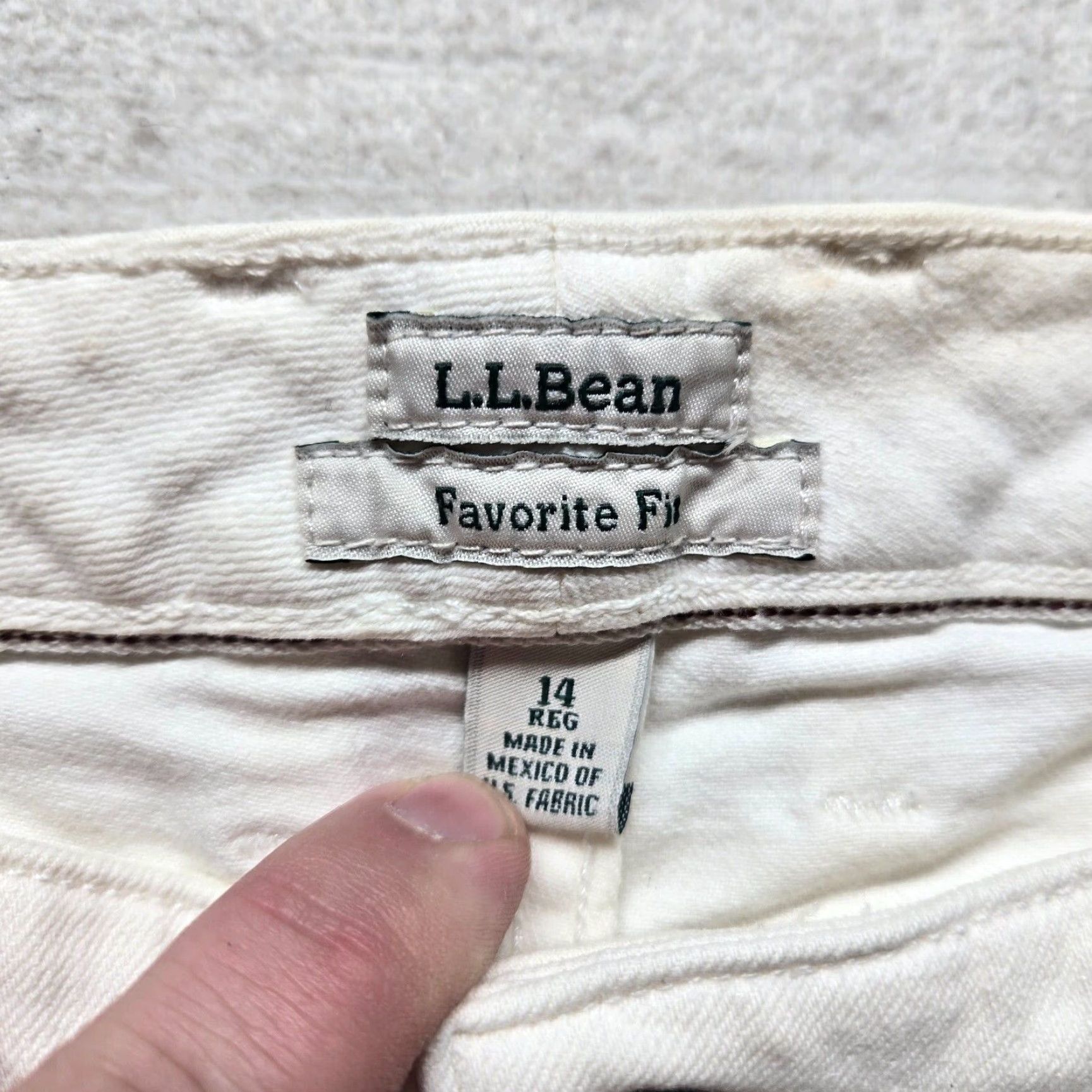 Vintage L.L Bean Women's Solid White Chino Straight Leg Pants Size 14 Size 36" / US 14 / IT 50 - 3 Thumbnail