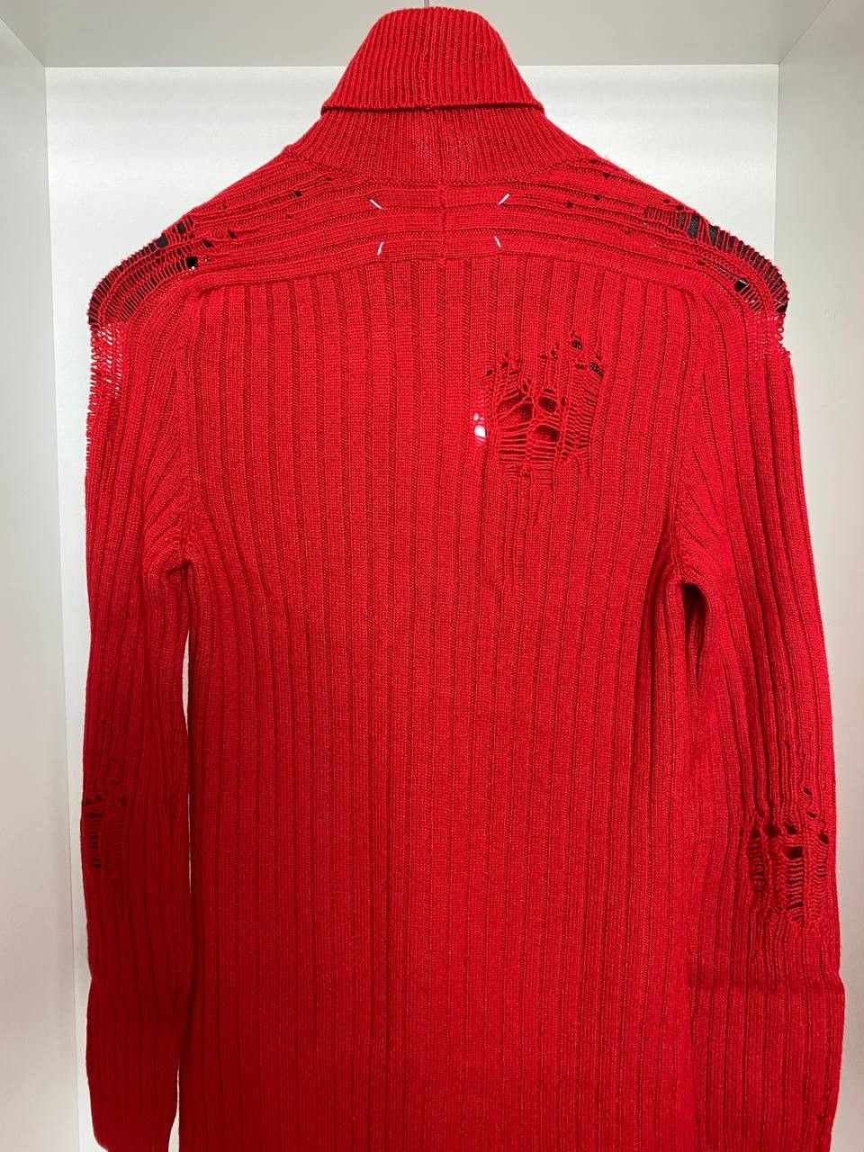 Maison Margiela Maison Margiela Distressed Wool Mid Dress Knit Red Size S / US 4 / IT 40 - 5 Thumbnail