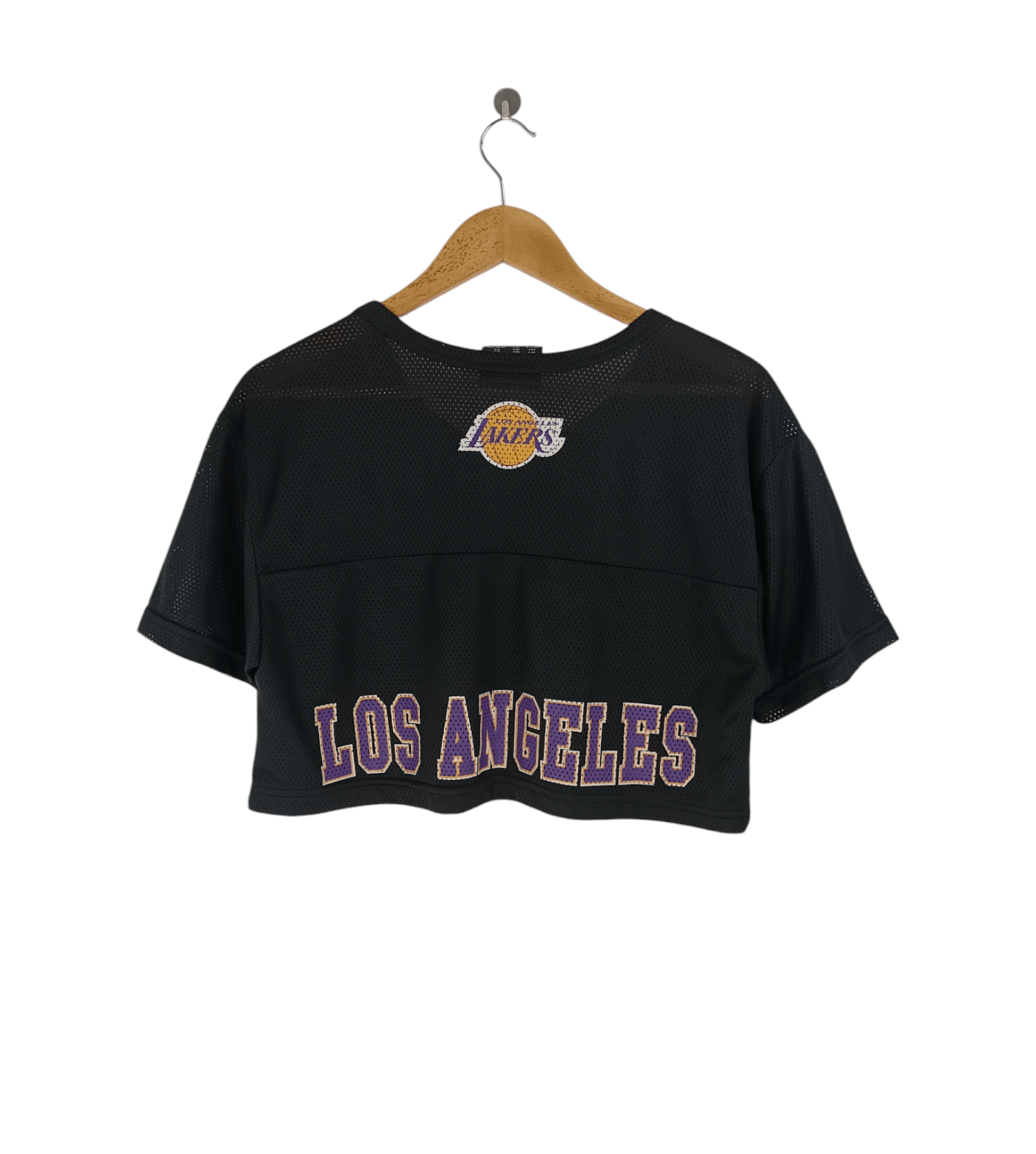 NBA VINTAGE Y2K LA LAKERS MESH NET CROP TOP NBA NFL MLB SPORTS Size S / US 4 / IT 40 - 2 Thumbnail