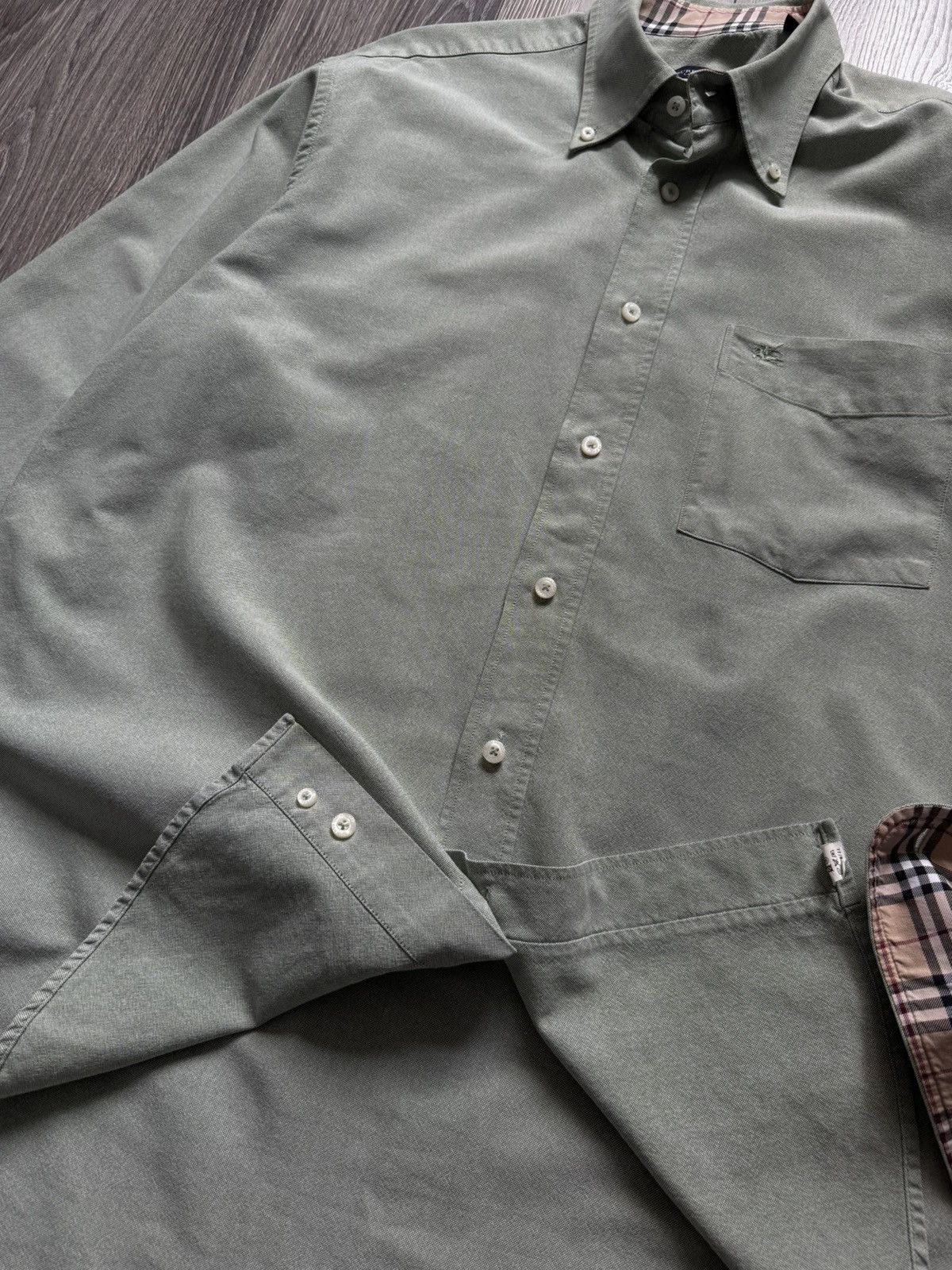 Burberry Burberry Green Logo Checkered Colar Shirt 43 Size US L / EU 52-54 / 3 - 9 Thumbnail