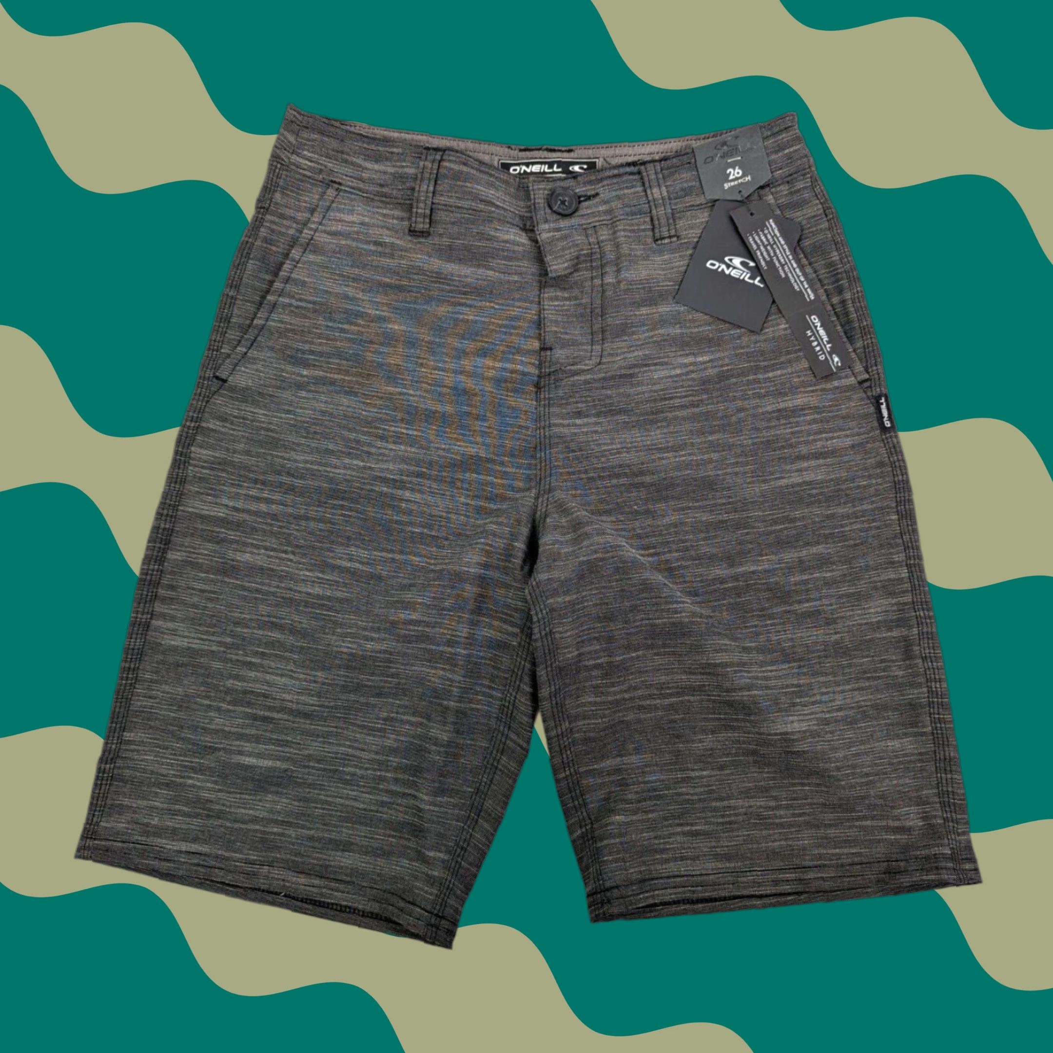 O'Neill NWT O'NEILL Hybrid Grey Board Shorts Swim Logged Slub Hyperdry Size 26 Stretch Size US 26 / EU 42 - 1 Thumbnail