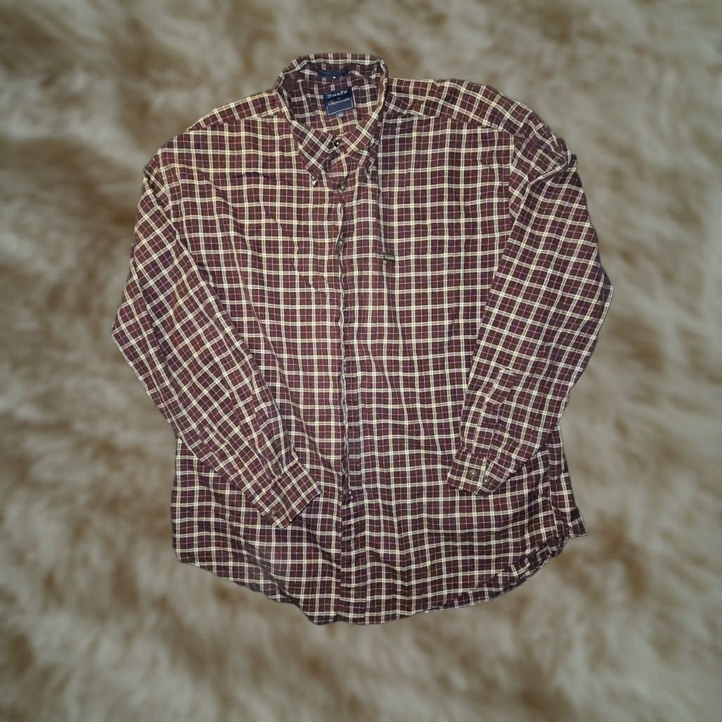 Faconnable VINTAGE Façonnable Button-Down Shirt Mens 2XL Red Plaid Long Sleeve Cotton USA Shirt Size US XXL / EU 58 / 5 - 1 Thumbnail