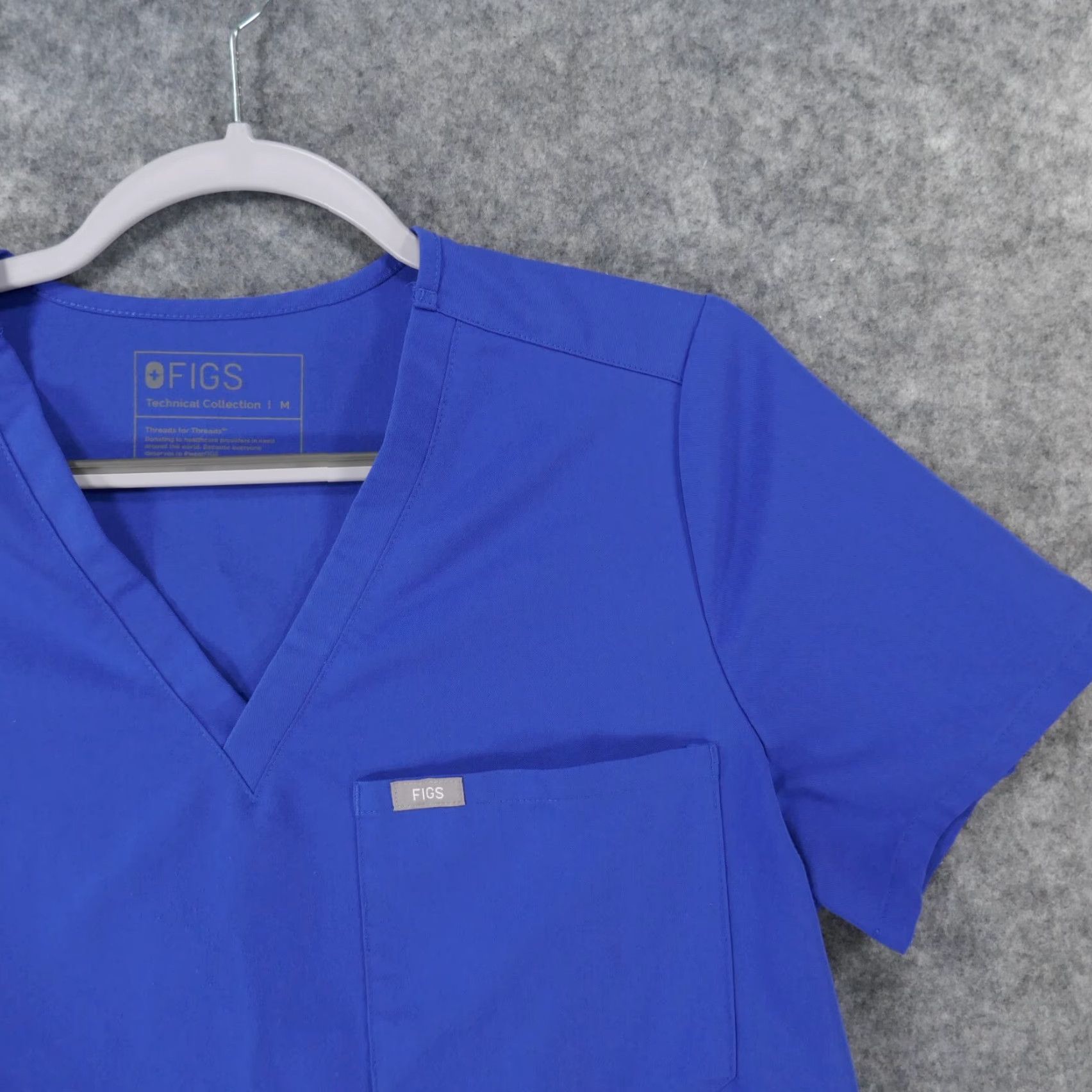 Vintage Figs Scrub Top Womens Medium Short Sleeve Blue w Pockets Size M / US 6-8 / IT 42-44 - 6 Thumbnail