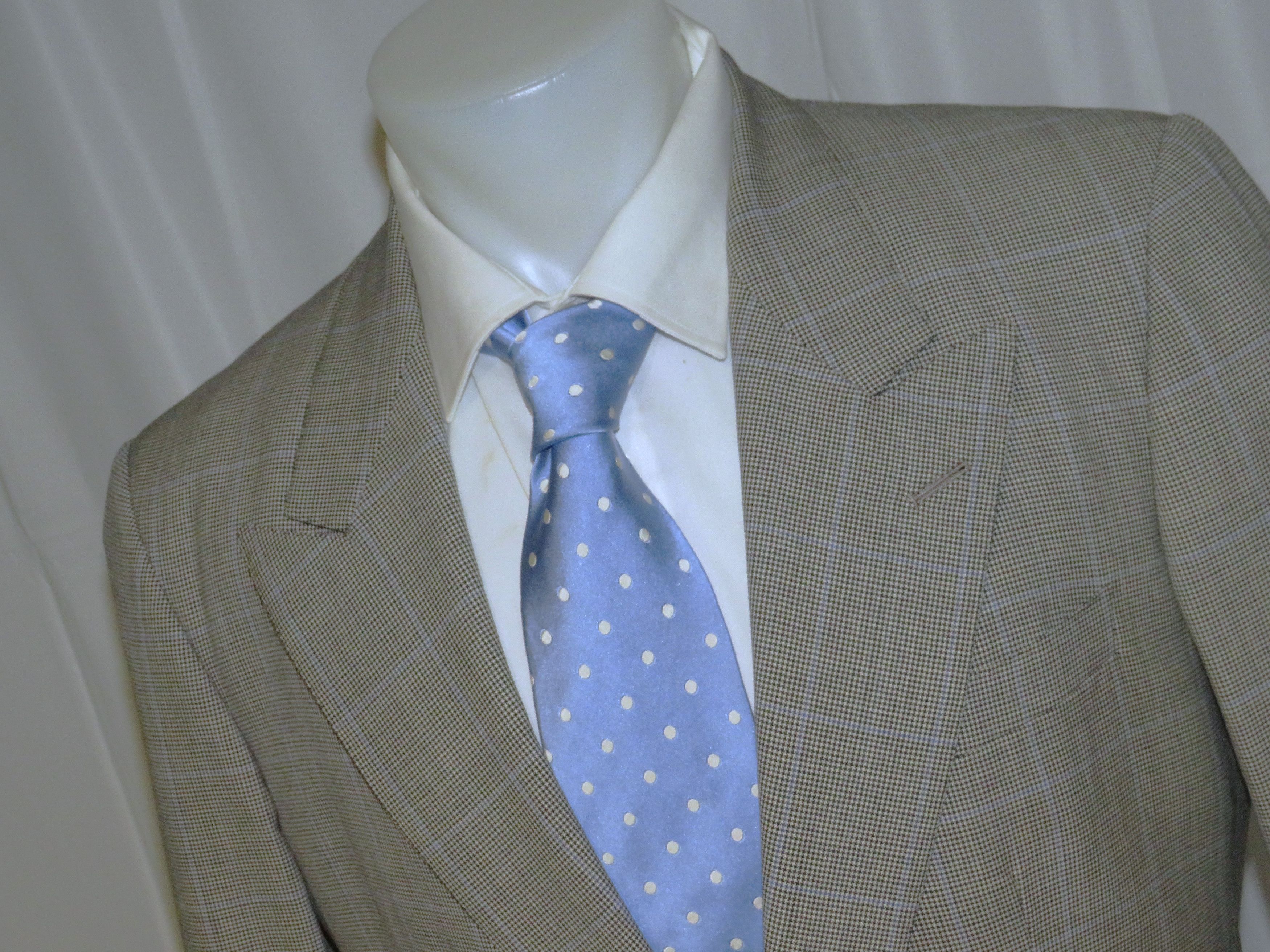 Alan Flusser Gray Houndstooth Overplaid Two Button Suit 40R Size 40L - 6 Thumbnail