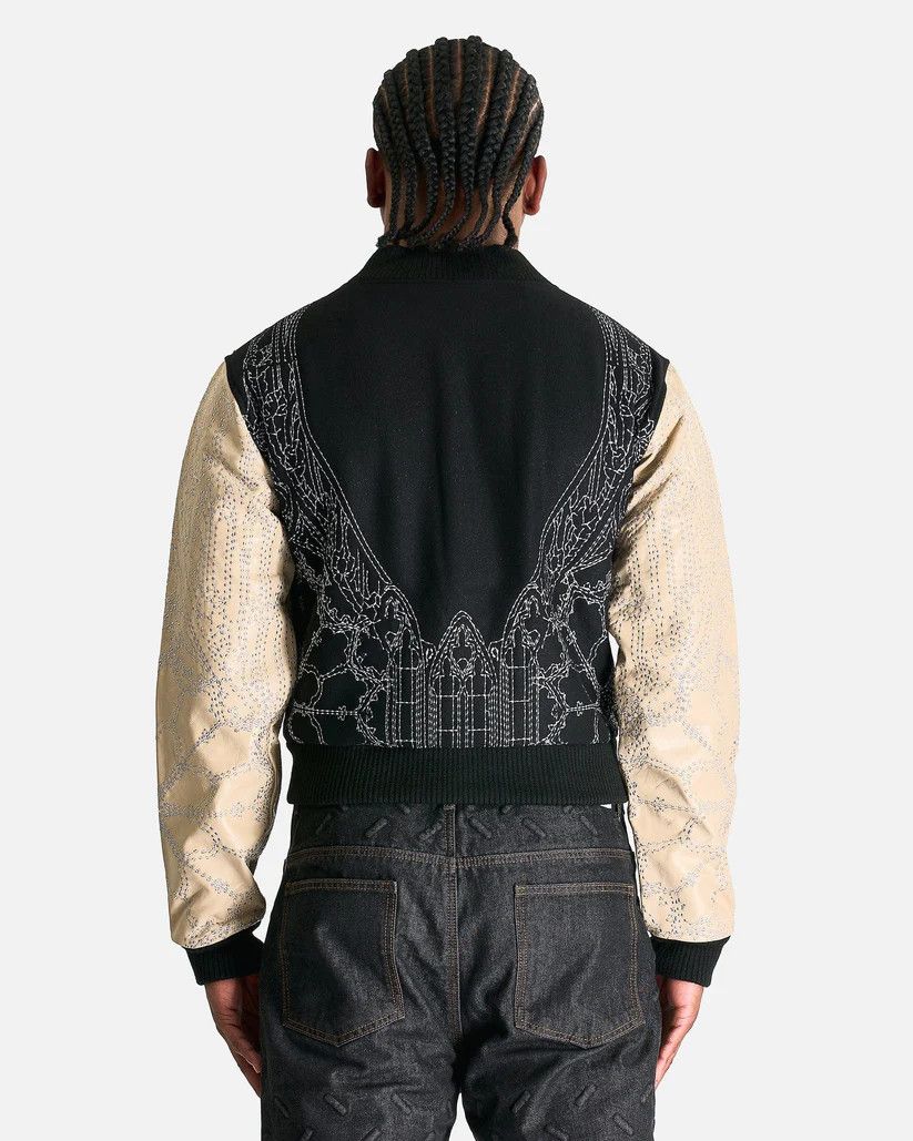 Who Decides War o1s1v1r1oon0925 Notre Dame Varsity Jacket in Black/Coal Size US XL / EU 56 / 4 - 3 Thumbnail