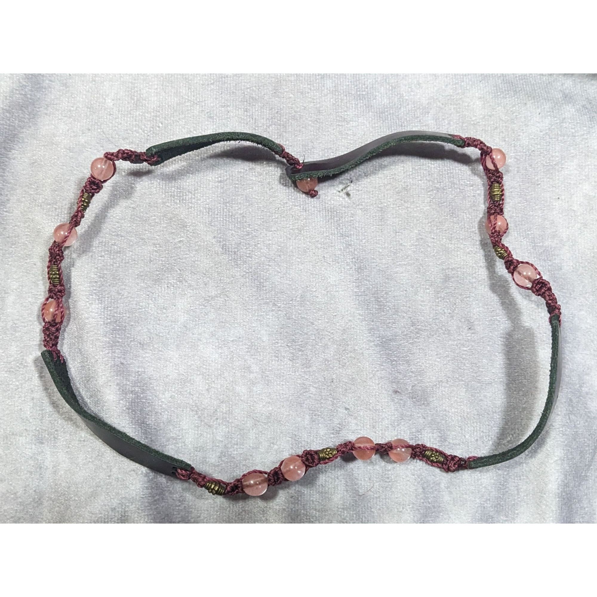 Other Handmade Pink And Brown Leather And Bead Necklace/Bracelet Size ONE SIZE - 9 Thumbnail