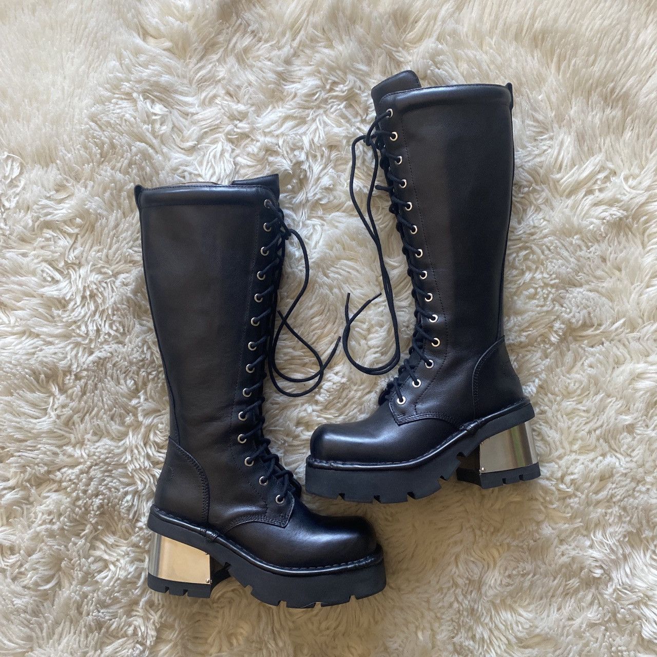 Jeffrey Campbell Jeffery Campbell Galactix Platform Black Silver Leather Boot Size US 8 / IT 38 - 1 Thumbnail