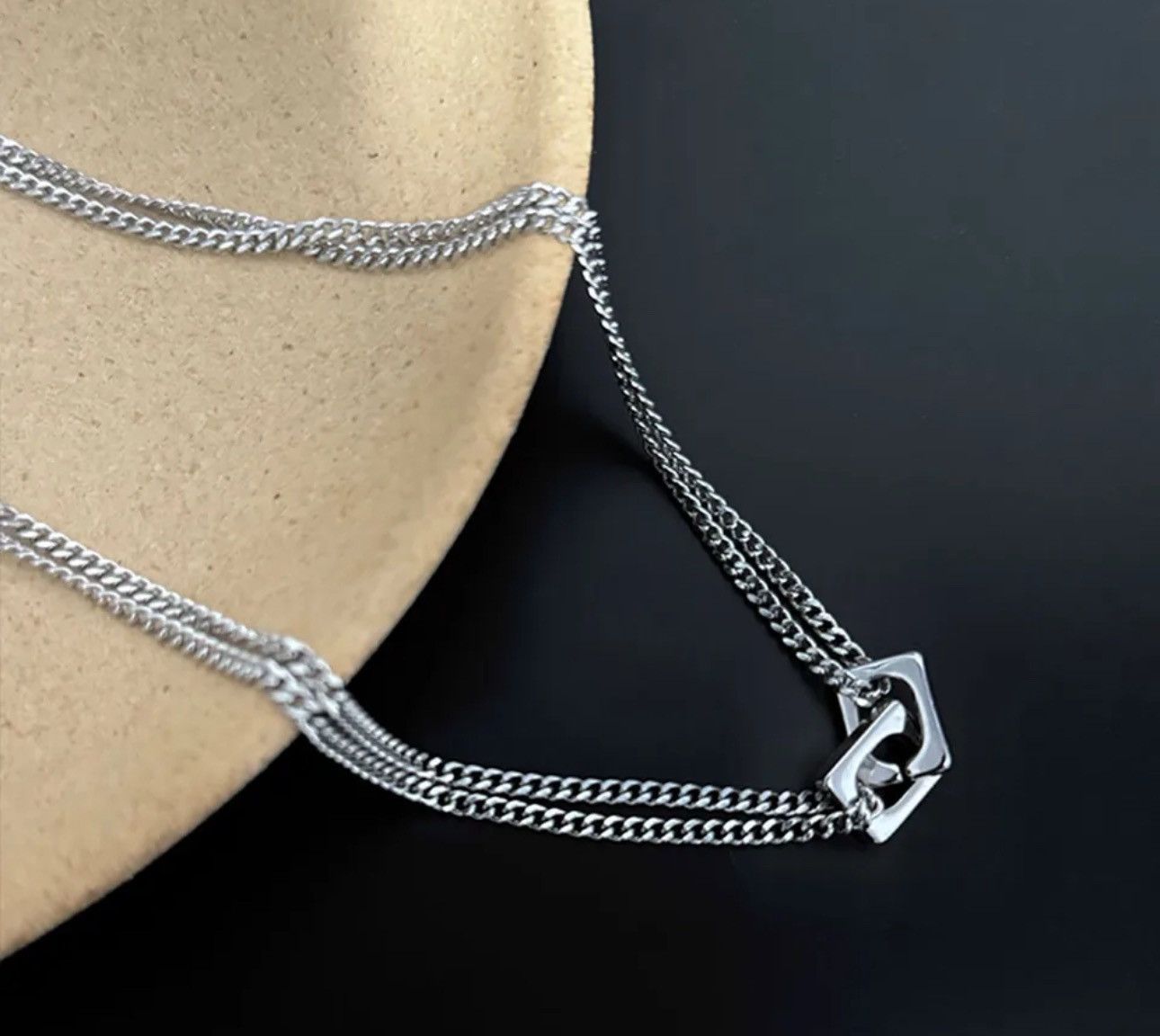 Jewelry Double Block Lock Necklace Size ONE SIZE - 5 Thumbnail