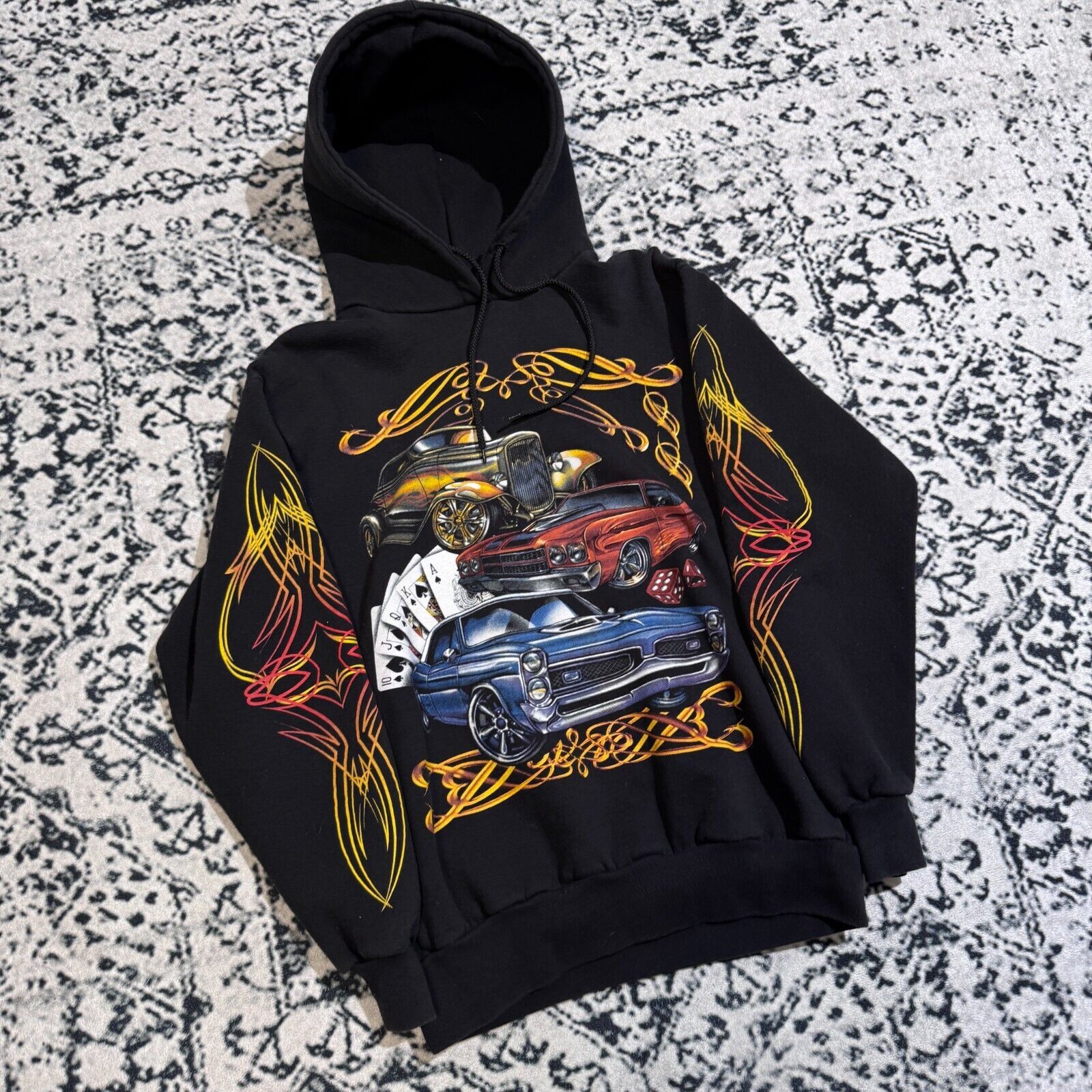 Vintage Vintage Black Cotton Hoodie Size S 90s Gambling Card Car Y2K Size US S / EU 44-46 / 1 - 3 Thumbnail