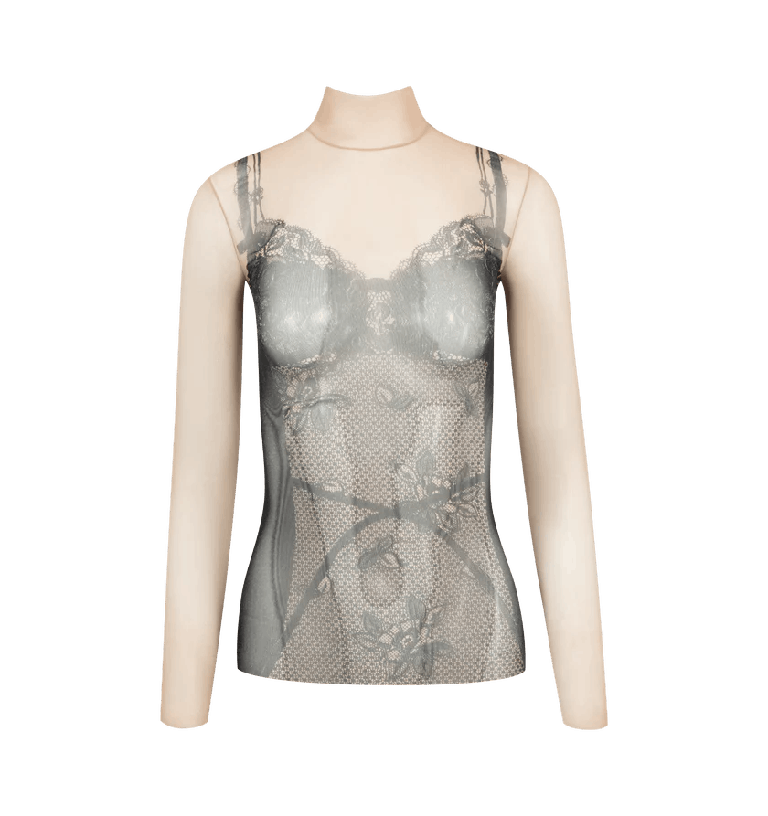 Balenciaga o1h1sh11225 Trompe Oeil Top in Black/Light Beige Size M / US 6-8 / IT 42-44 - 1 Thumbnail