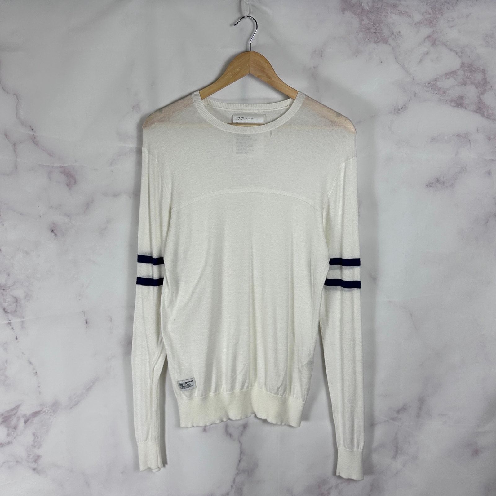 Wtaps White Sleeve Stripe Sweater Size US M / EU 48-50 / 2 - 1 Thumbnail