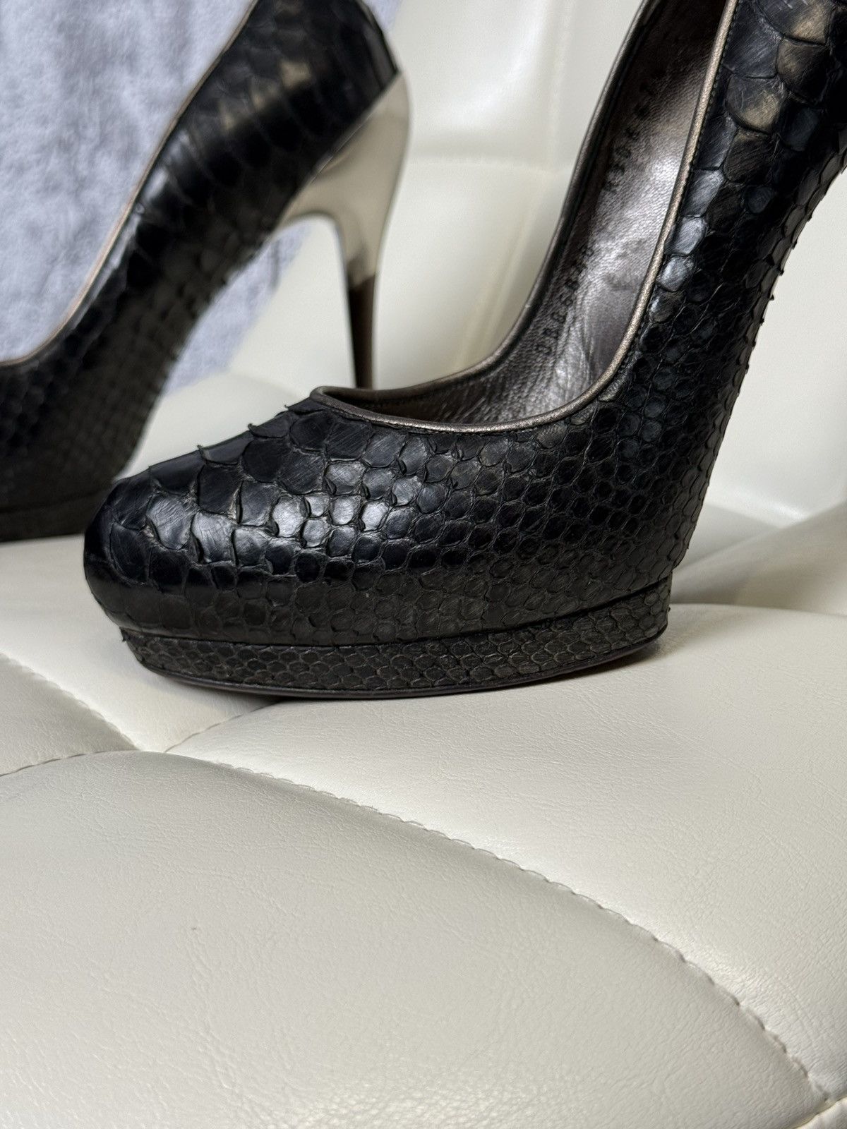 Salvatore Ferragamo SALVATORE FERRAGAMO Python Leather Heels Pumps Stiletto Size US 7.5 / IT 37.5 - 3 Thumbnail