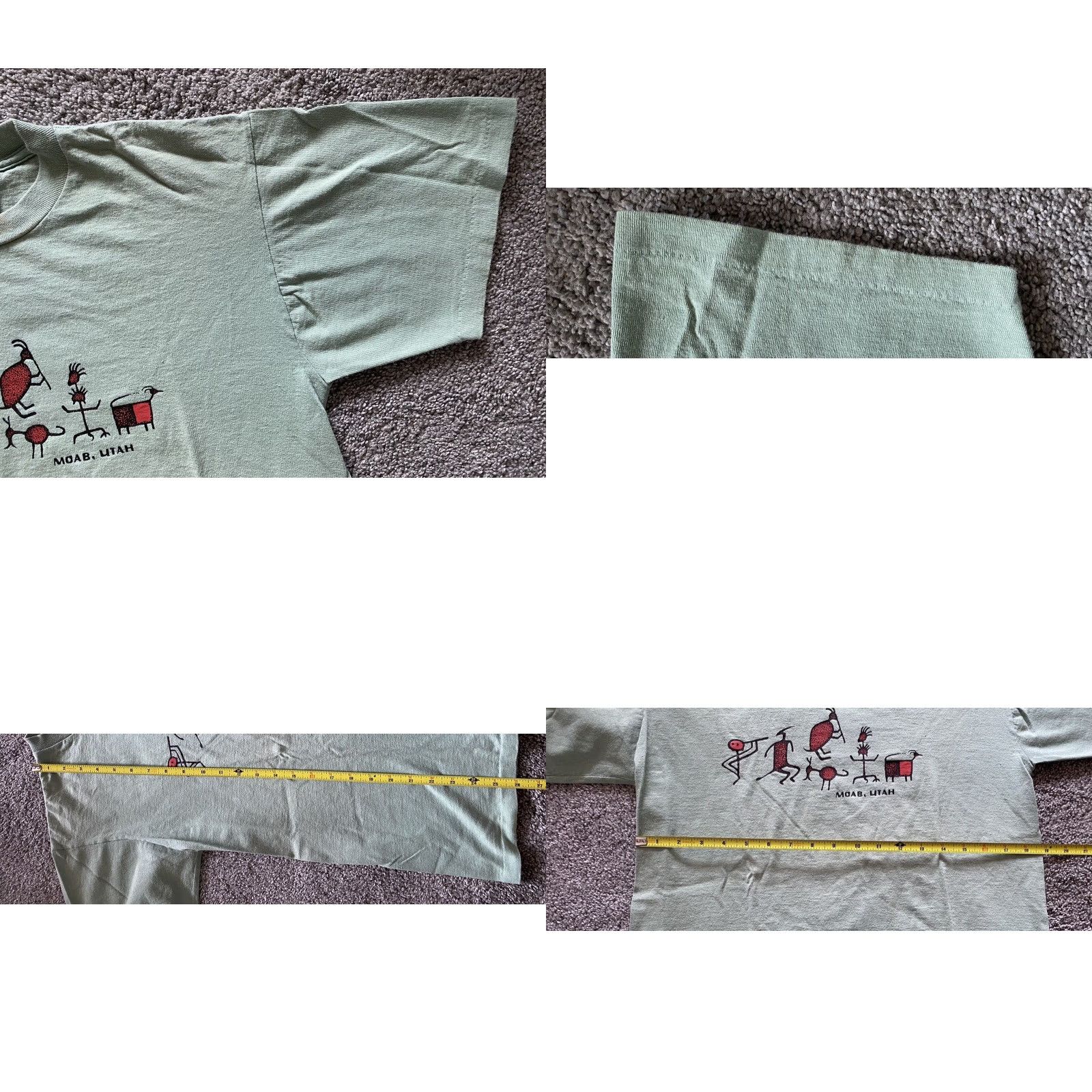 Vintage VINTAGE Oneita T-Shirt Single Stitch Power Men’s Medium Green Hieroglyphics USA 90s Aztec Art Nature Short Sleeve Mens Size US M / EU 48-50 / 2 - 8 Thumbnail