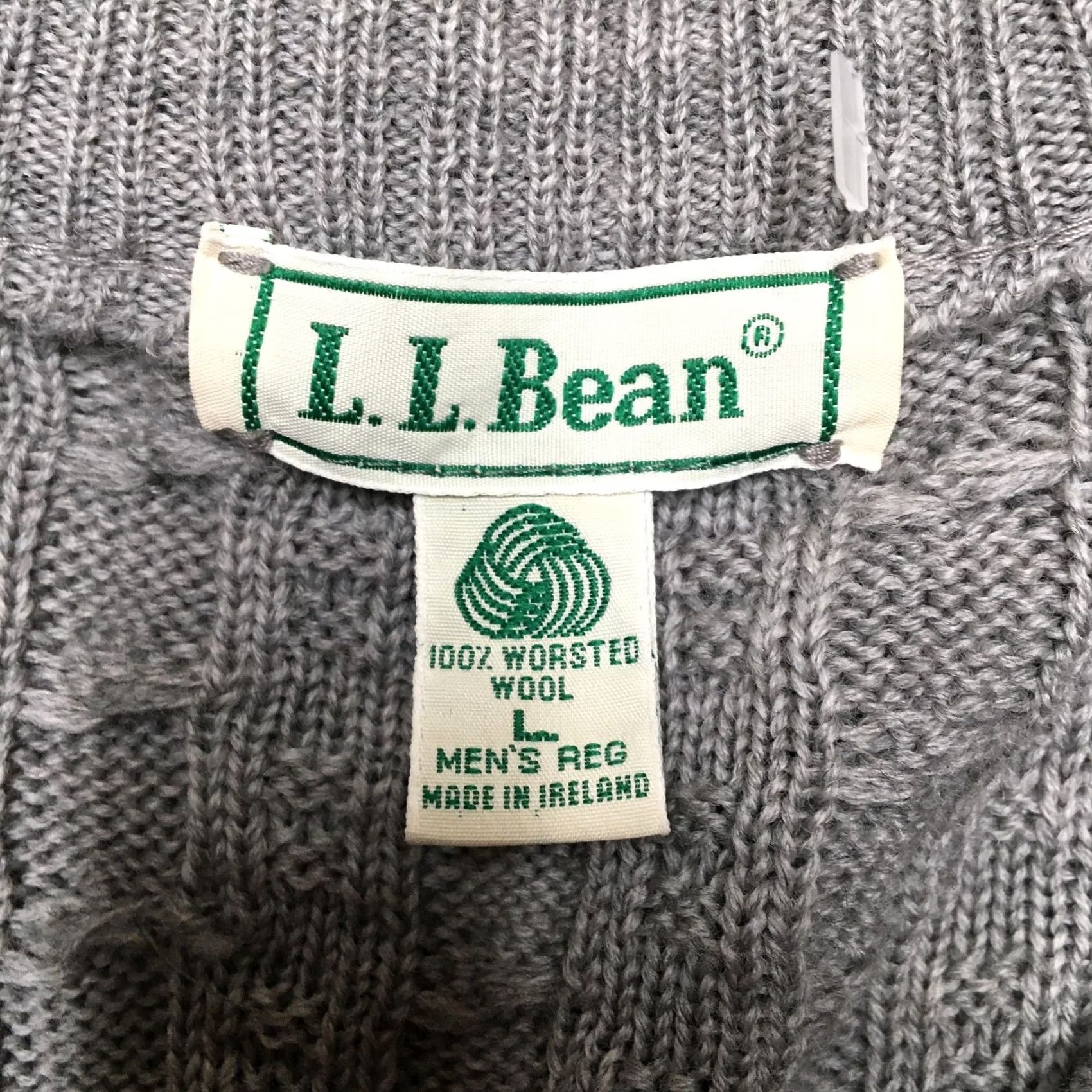 Vintage VINTAGE L.L.Bean Sweater Mens L Gray Cable Knit Worsted Wool Fisherman Ireland Size US L / EU 52-54 / 3 - 6 Thumbnail