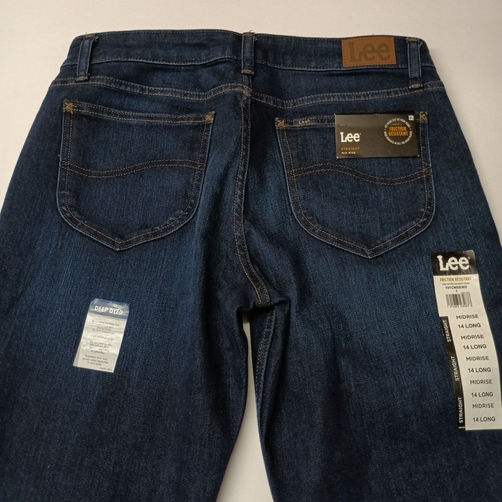 Lee Lee Straight Jeans Women's 14 Long Size 34x32 Blue Mid Rise Size 36" / US 14 / IT 50 - 8 Thumbnail