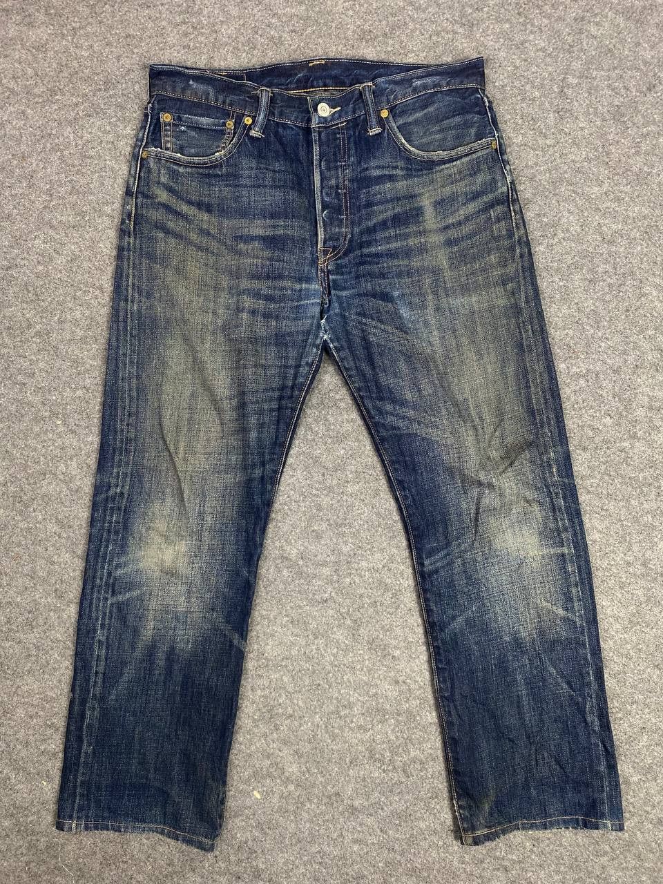 Levi's levis 501 dark wash button fly distressed denim Size US 34 / EU 50 - 7 Thumbnail