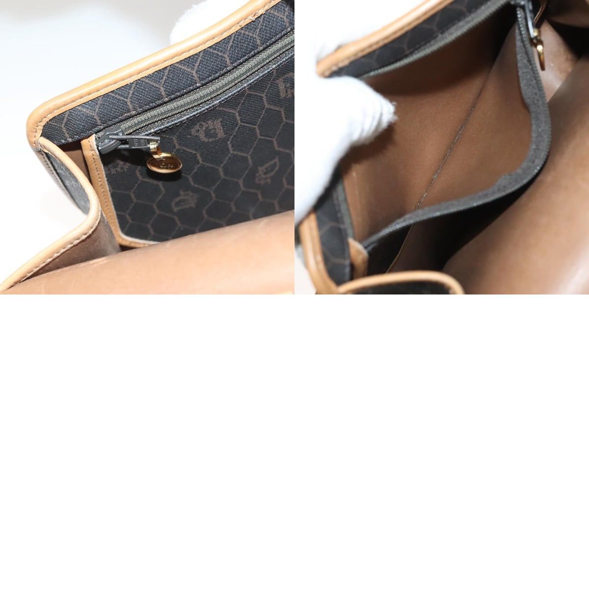 Dior DIOR Honeycomb Canvas Hand Bag Pvc Black Gold Size ONE SIZE - 13 Thumbnail