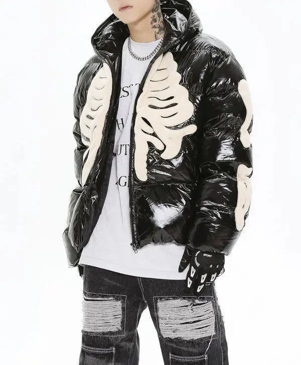 VIBE Skeleton Puffer Jacket Gothic Rock Punk Size US L / EU 52-54 / 3 - 6 Thumbnail