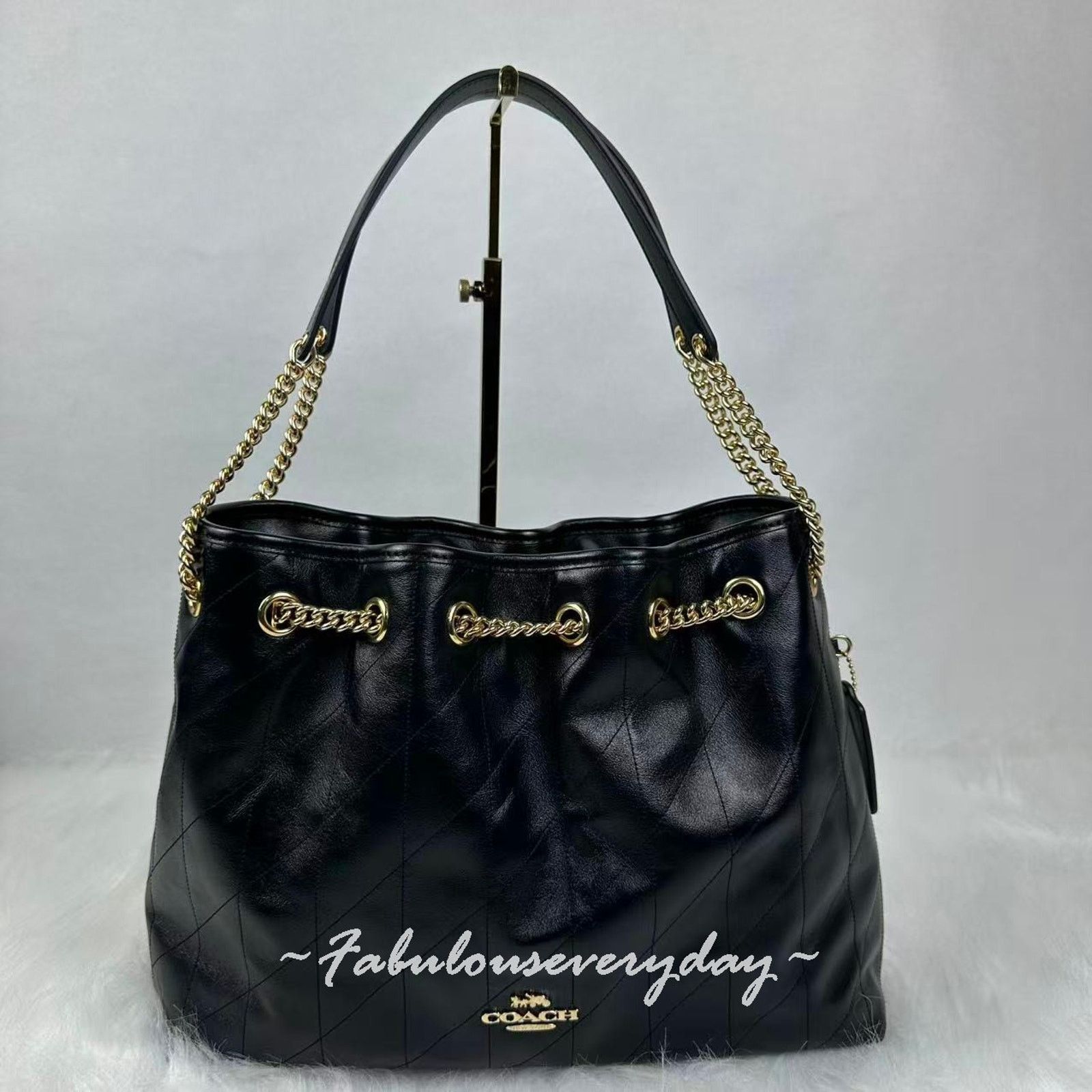 Coach Coach Evelyn Shoulder Bag With Quilting Leather/Gold/Black Size ONE SIZE - 1 Thumbnail