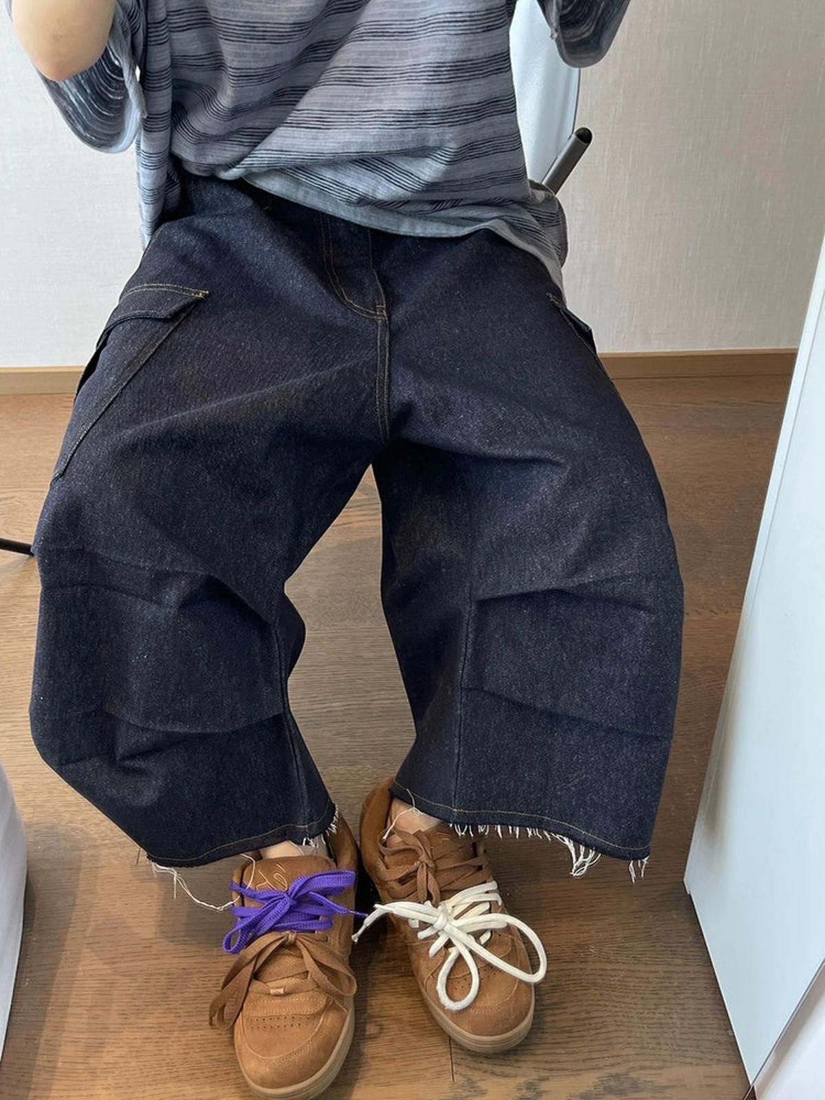 Vintage Dark Denim Baggy Cargo Jeans Size US 32 / EU 48 - 4 Thumbnail