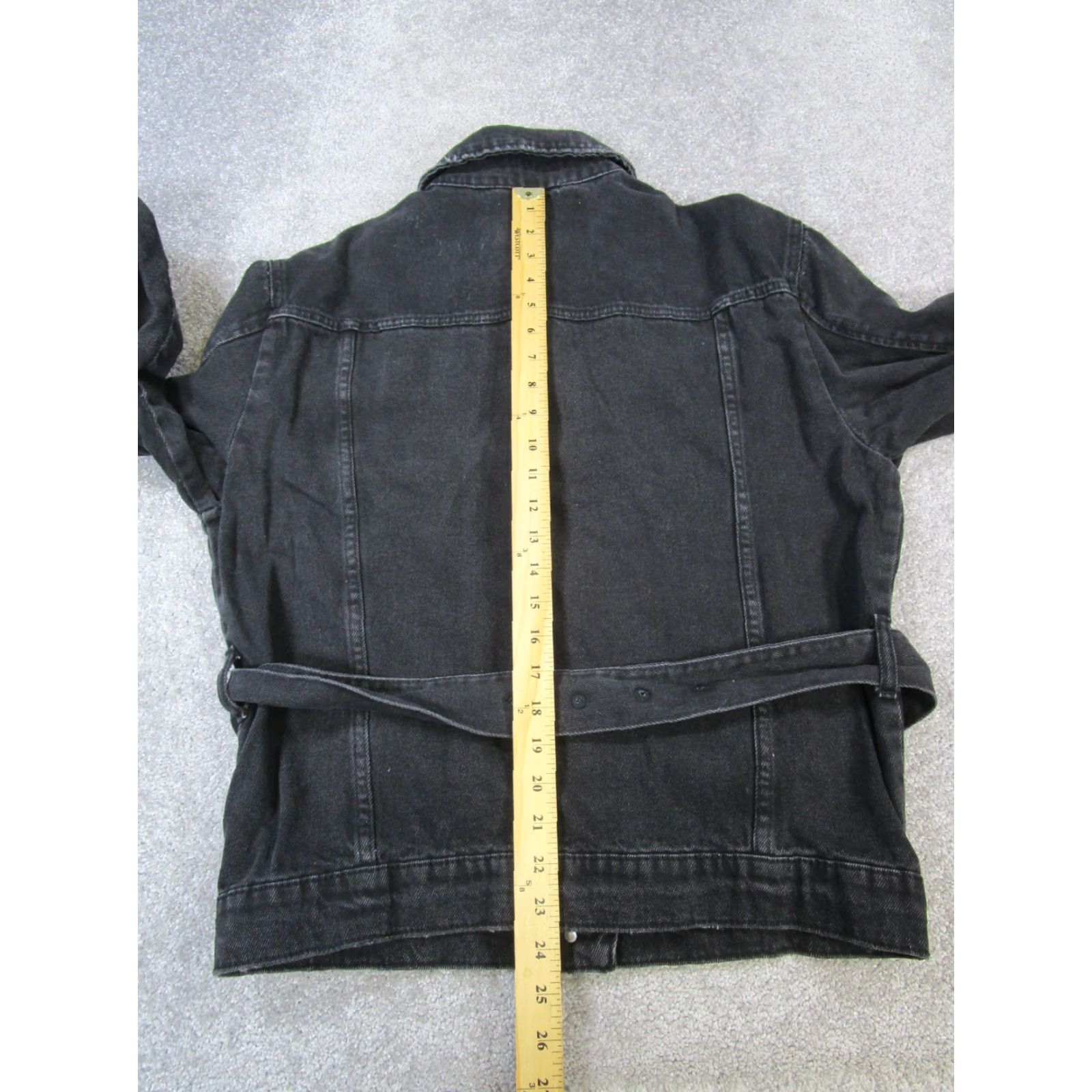 Zara VINTAGE Zara Jacket Womens XS Black Denim Belted Regular Fit Size XS / US 0-2 / IT 36-38 - 7 Thumbnail