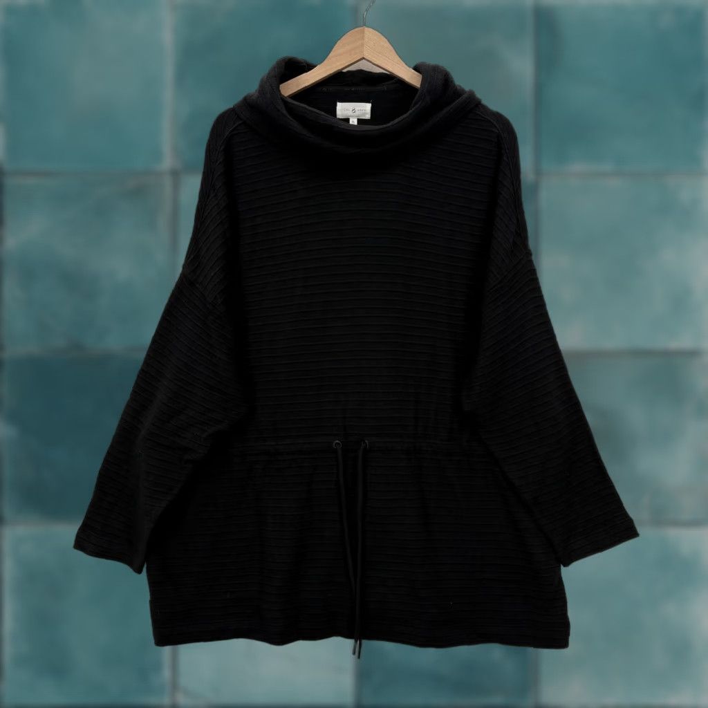 Lou & Grey Lou & Grey Sweater Womens XL Black Cowl Neck Hooded Drawstring Knit Tunic Fall Winter Size XL / US 12-14 / IT 48-50 - 1 Thumbnail