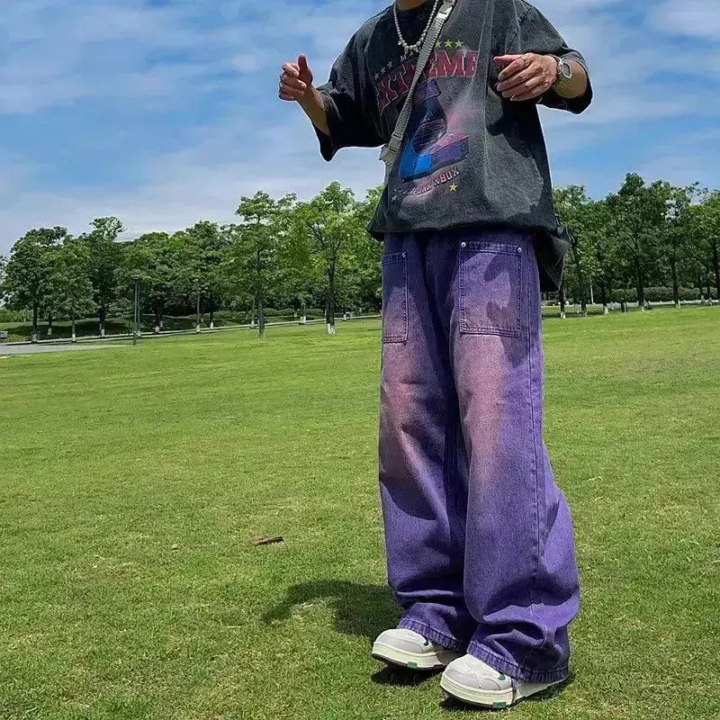 Japanese Brand Purple Y2K Jeans Men Casual Streetwear Retro Size US 30 / EU 46 - 6 Thumbnail