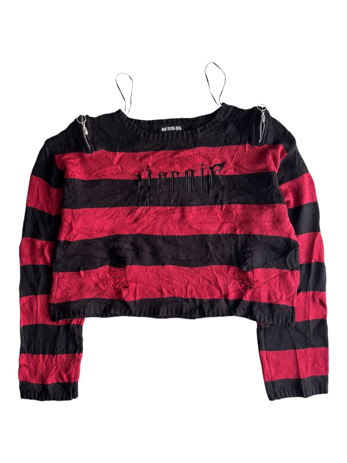 Roen Rad Four Real 🇯🇵 Heroic Dripping Gothic Crop Knitwear Swtr Size M / US 6-8 / IT 42-44 - 2 Thumbnail