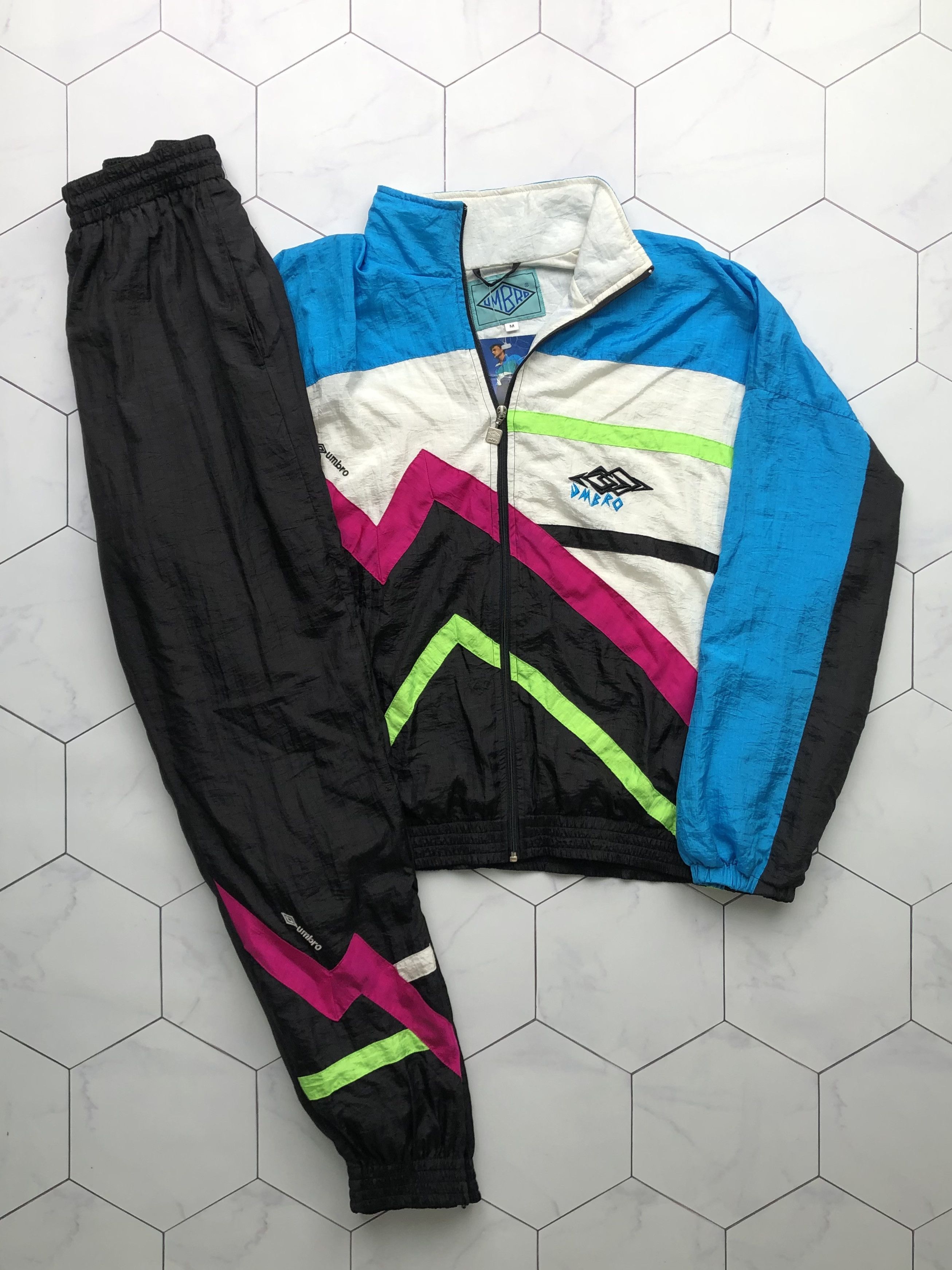 Veste De Survêtement Umbro Vintage 90/2000's - Bleu, Taille M (État 9/10)