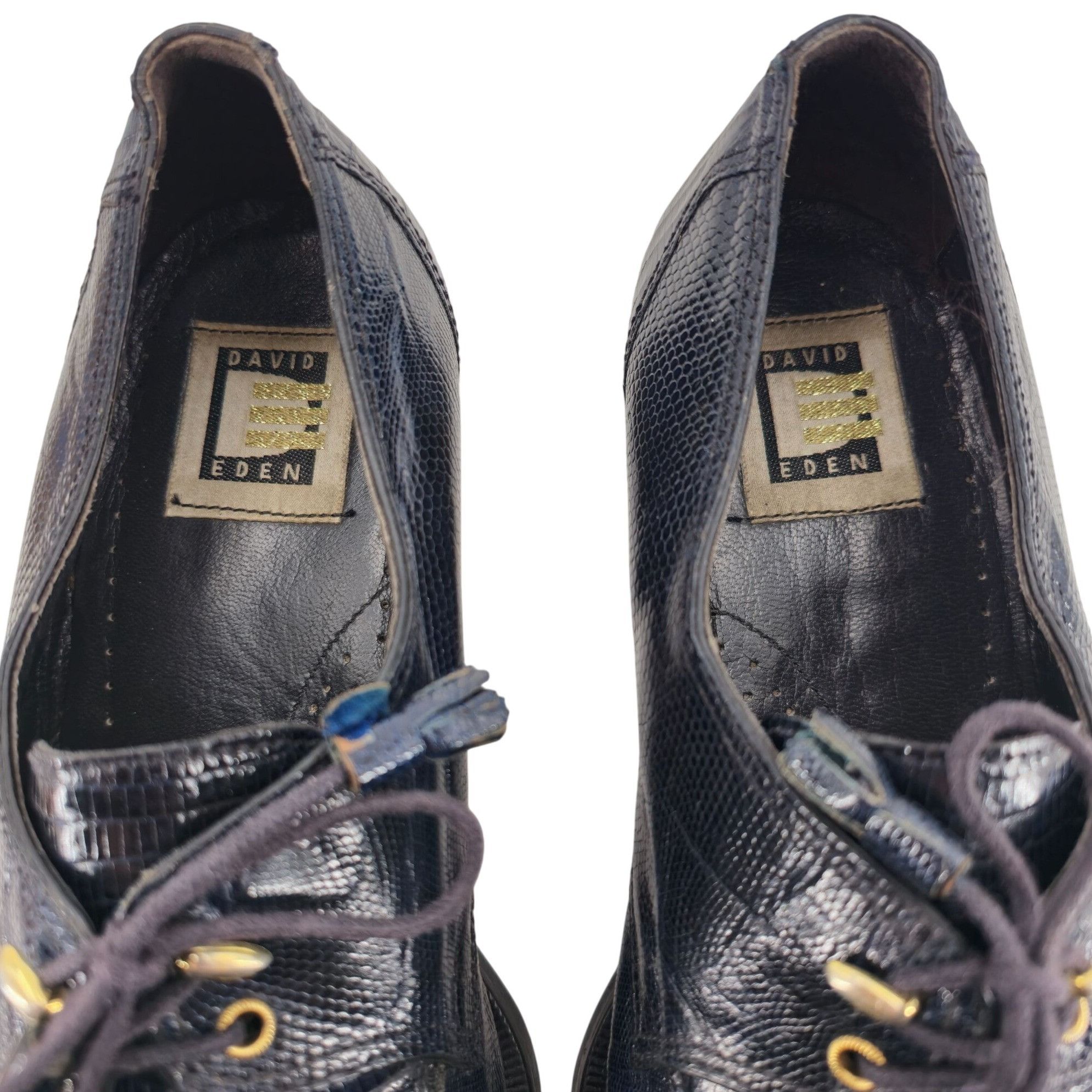 Vintage Vintage David Eden Exotic Teju Lizard Navy Blue Dress Shoes Size US 8.5 / EU 41-42 - 9 Thumbnail