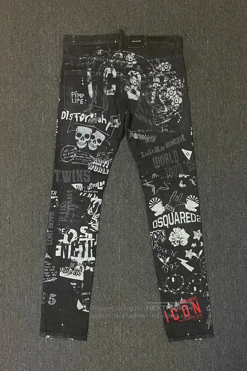 Dsquared2 Dsquared2 Graffiti Print Denim Jeans. Size US 32 / EU 48 - 5 Thumbnail
