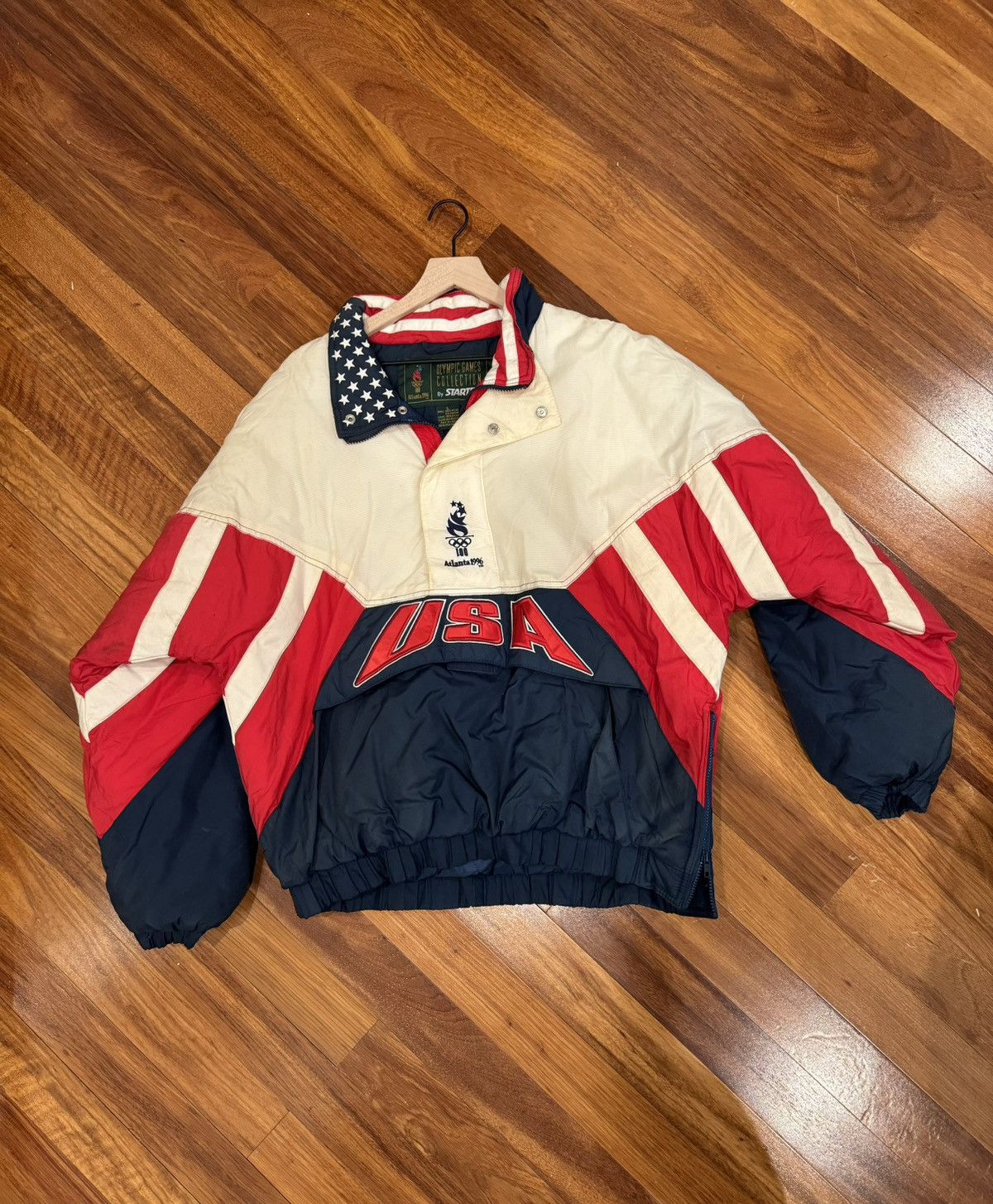 Vintage 1996 good Atlanta USA Olympic Games STARTER Jacket Windbreaker (Medium)