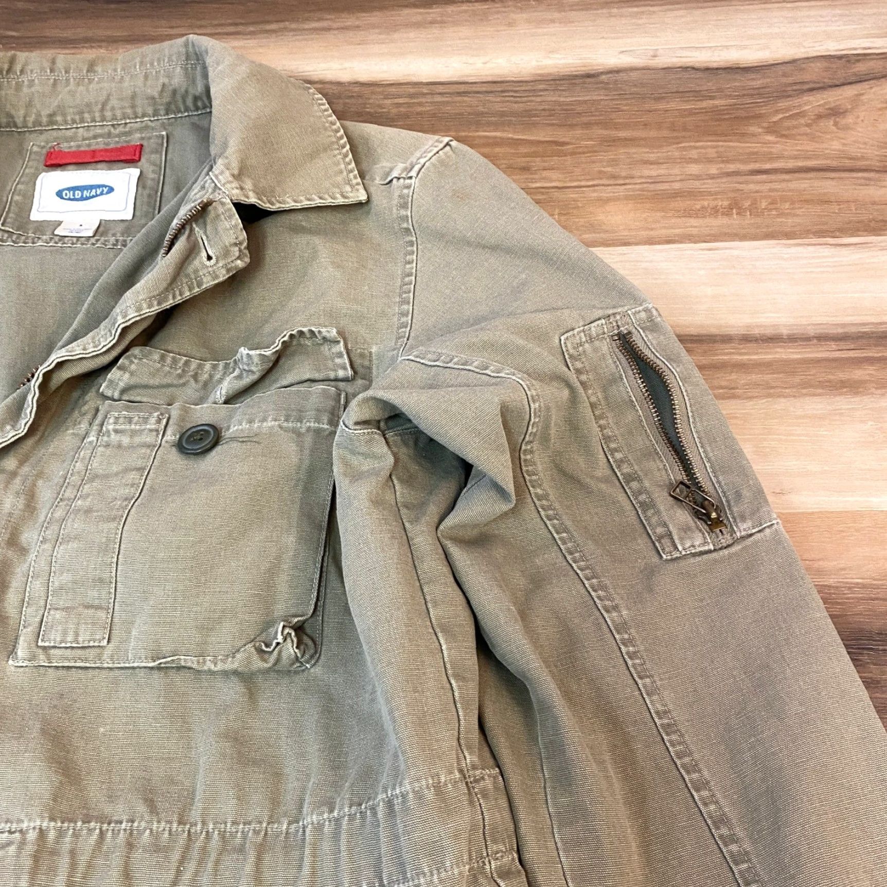 Old Navy Old Navy Military Field Jacket Mens Small Army Green Full Zip Cotton Utility Zip Size US S / EU 44-46 / 1 - 4 Thumbnail