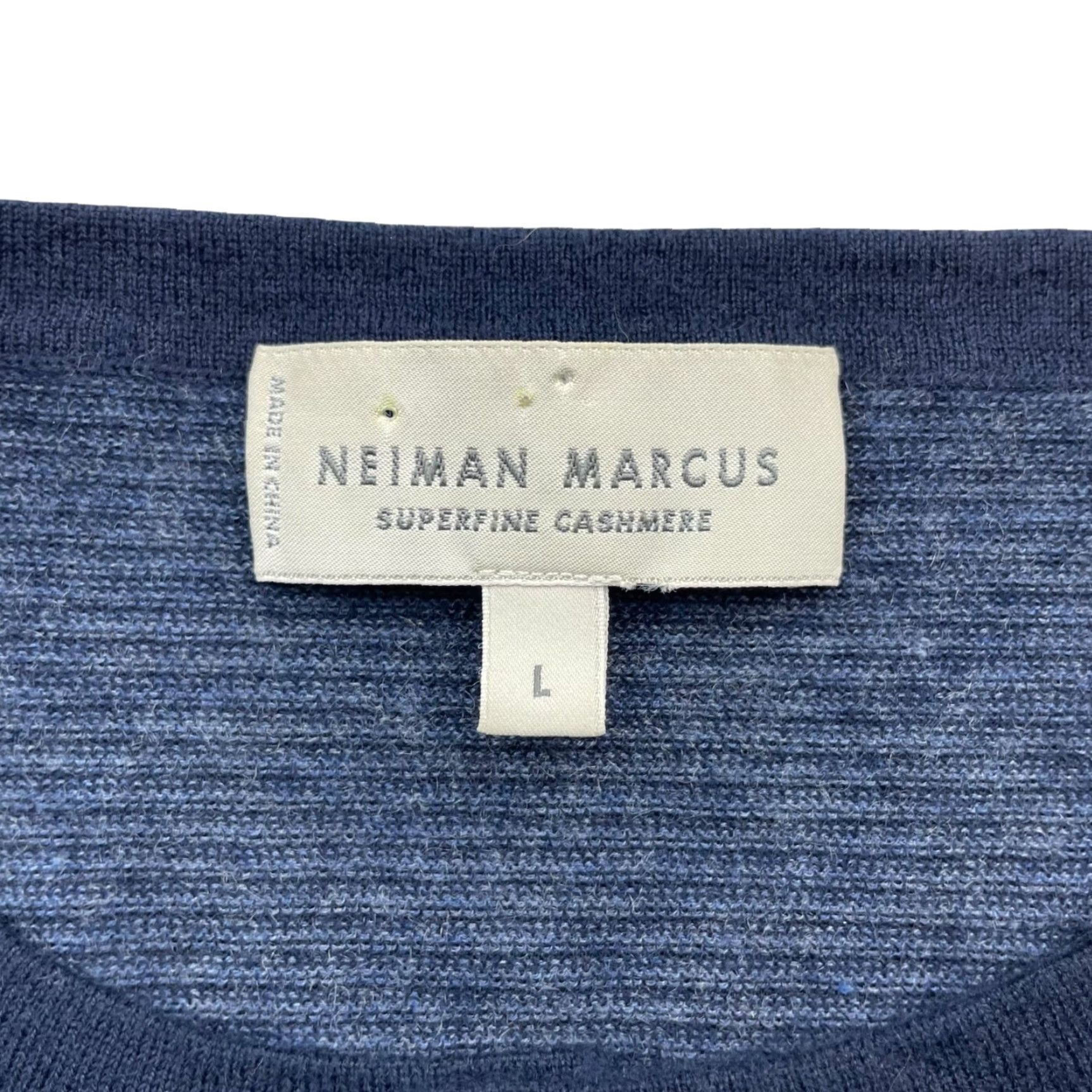 Neiman Marcus Cashmere Henley Sweater Blue Stripe Large Mens