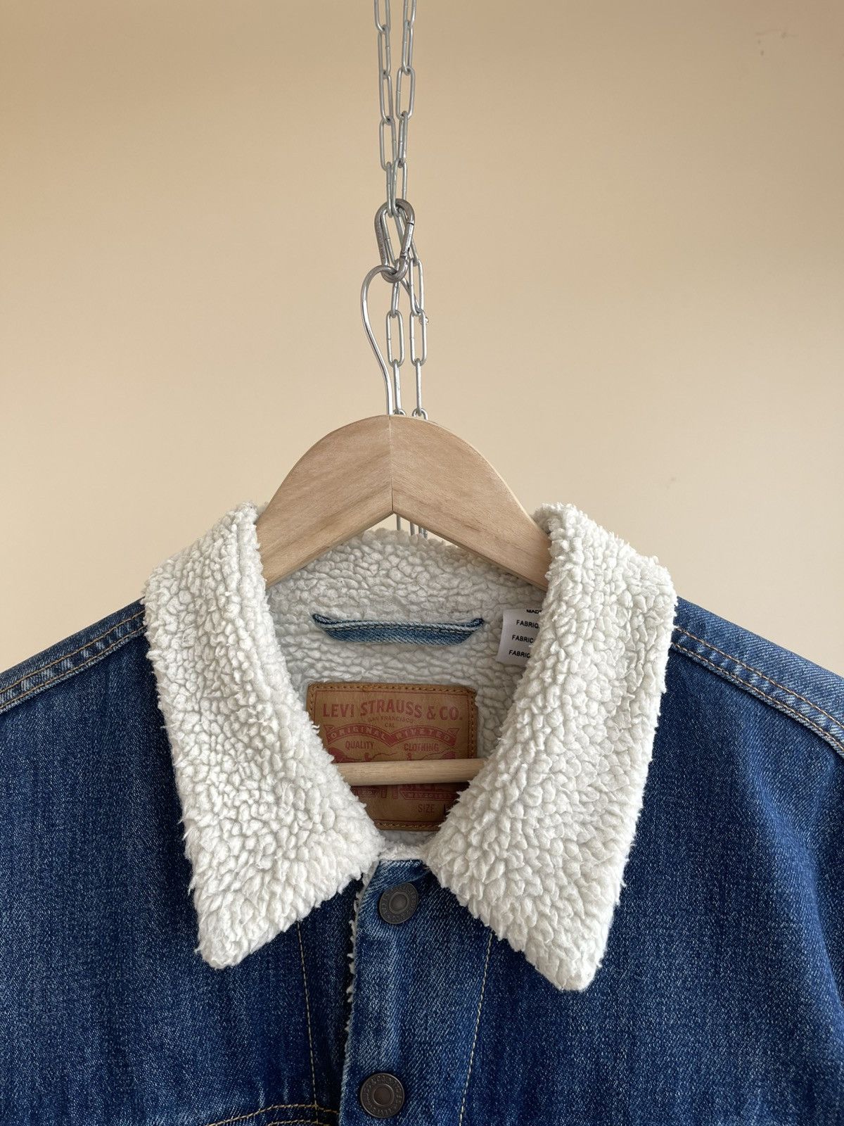 Levi's Levis Type 3 III Sherpa Trucker Washed Blue Denim Jacket Size US L / EU 52-54 / 3 - 6 Thumbnail