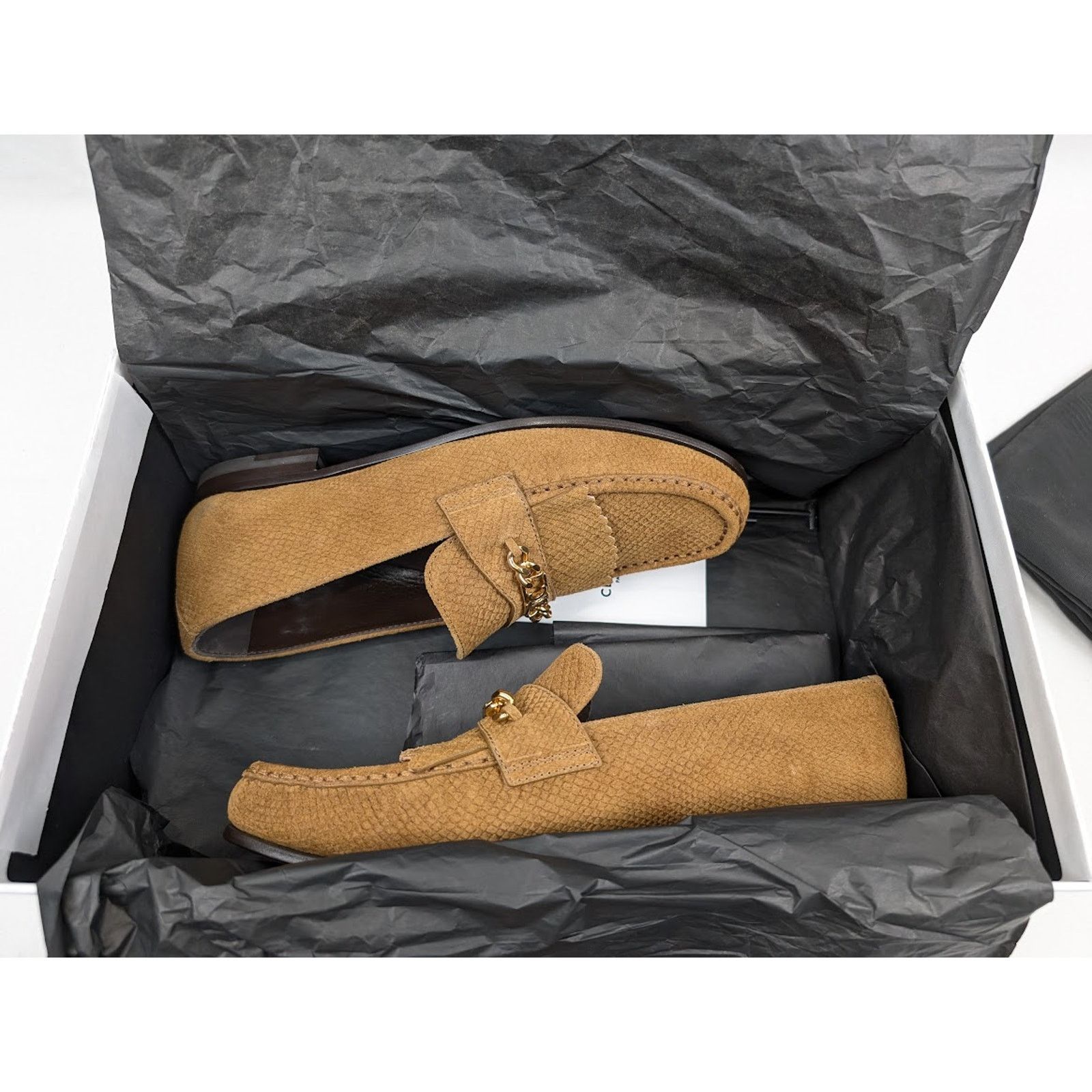 Celine o1rshd1 Lizard Stamped Suede Calfskin Loafers in Tan Size US 9 / EU 42 - 21 Thumbnail