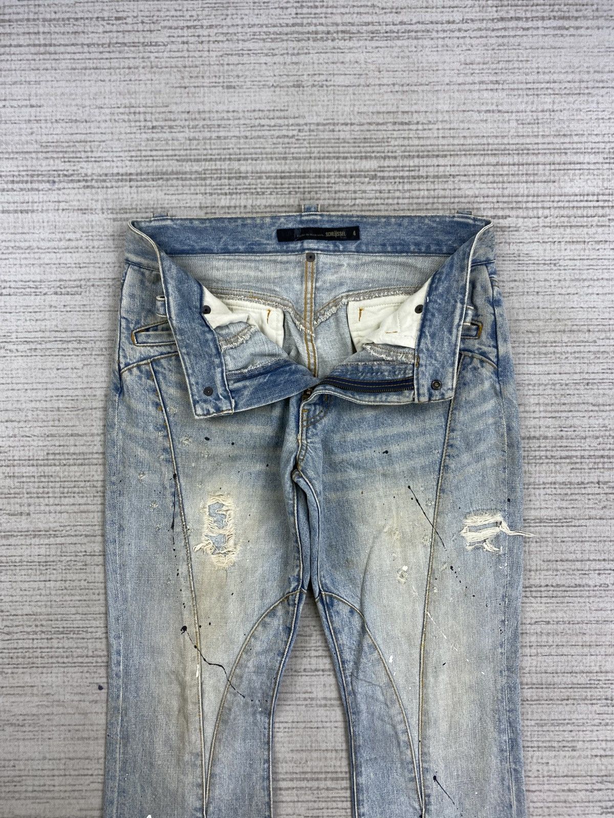 Schlussel × Vintage Vintage Flared Schlussel Distressed Blue Denim Pants Size 32" / US 10 / IT 46 - 9 Thumbnail