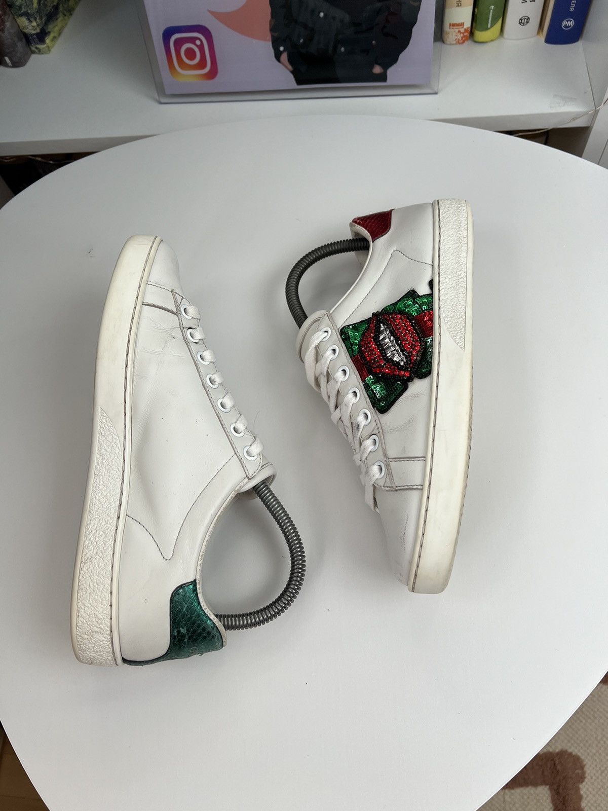 Designer × Gucci gucci low top sneakers lips leather shoes streetwear women's Size US 5.5 / IT 35.5 - 7 Thumbnail