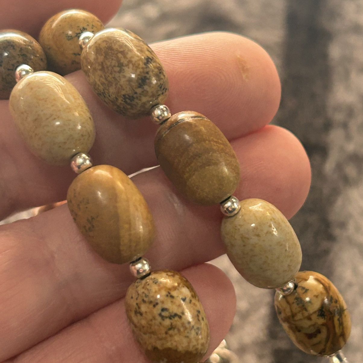 Handmade Handcrafted picture jasper goldstone faceted dome necklace Size ONE SIZE - 6 Thumbnail