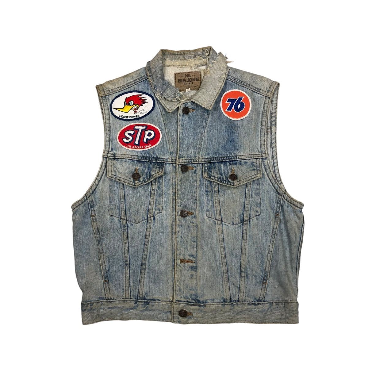 Japanese Brand 🔥DISTRESSED DENIM TANK TOP SLEEVELESS BIG JOHN USA PATCHES Size US M / EU 48-50 / 2 - 1 Thumbnail