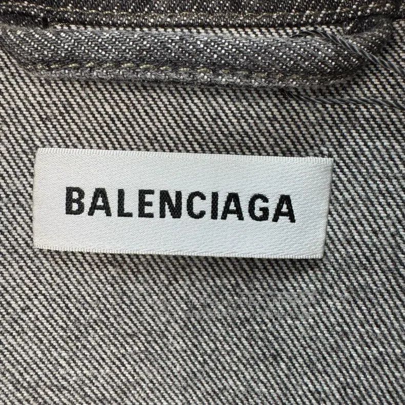 Balenciaga Balenciaga Embroidered Letter Washed Black Denim Jacket Size XXS / US 00 / IT 34 - 6 Thumbnail