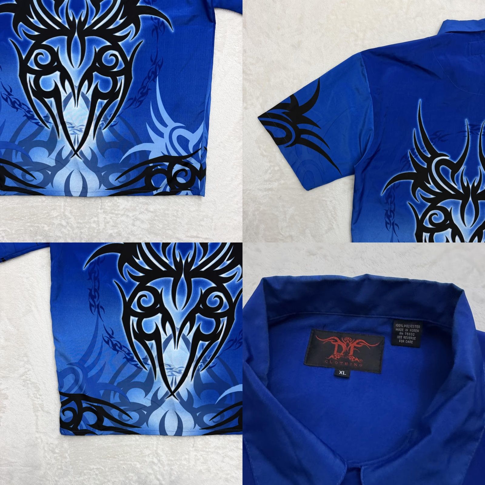 Vintage VINTAGE Dragon Fly Clothing Shirt Dragonfly Mens XL Blue Tribal Tattoo Graphic Button Up Shirt Size US XL / EU 56 / 4 - 9 Thumbnail