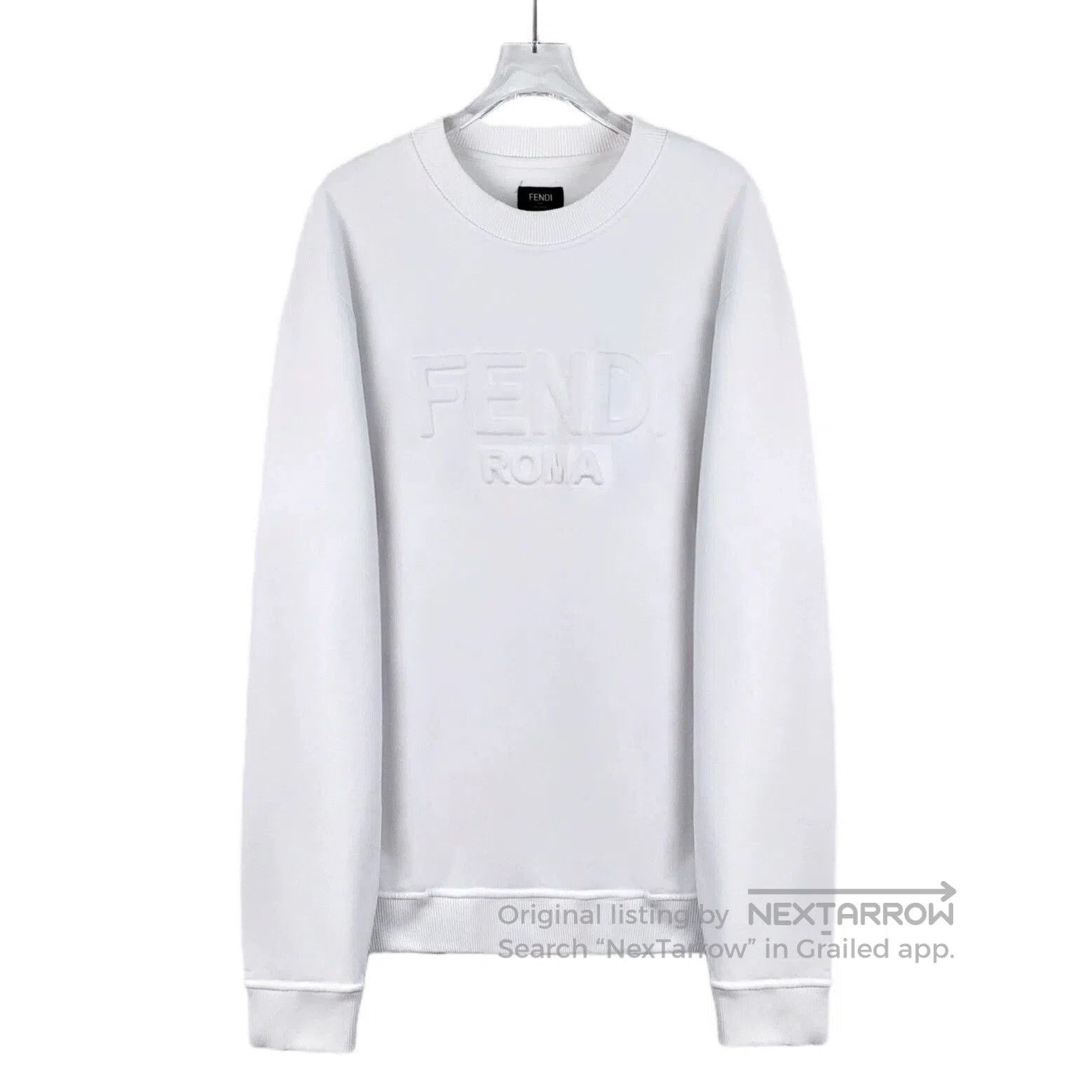Fendi fendi white logo long sleeve sweatshirt xl. Size US XL / EU 56 / 4 - 1 Thumbnail