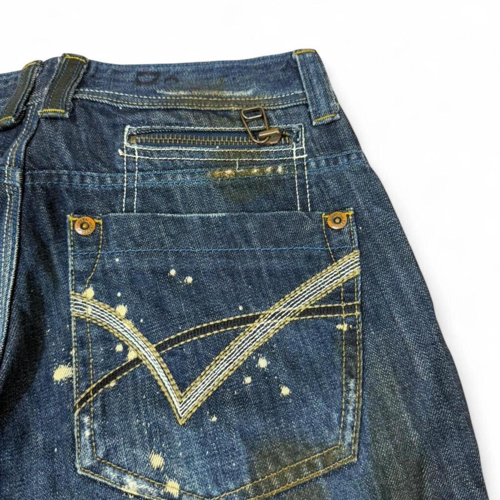 True Religion Public Space 1 dirty shade denim jeans white paint splatter Size 29" - 5 Thumbnail