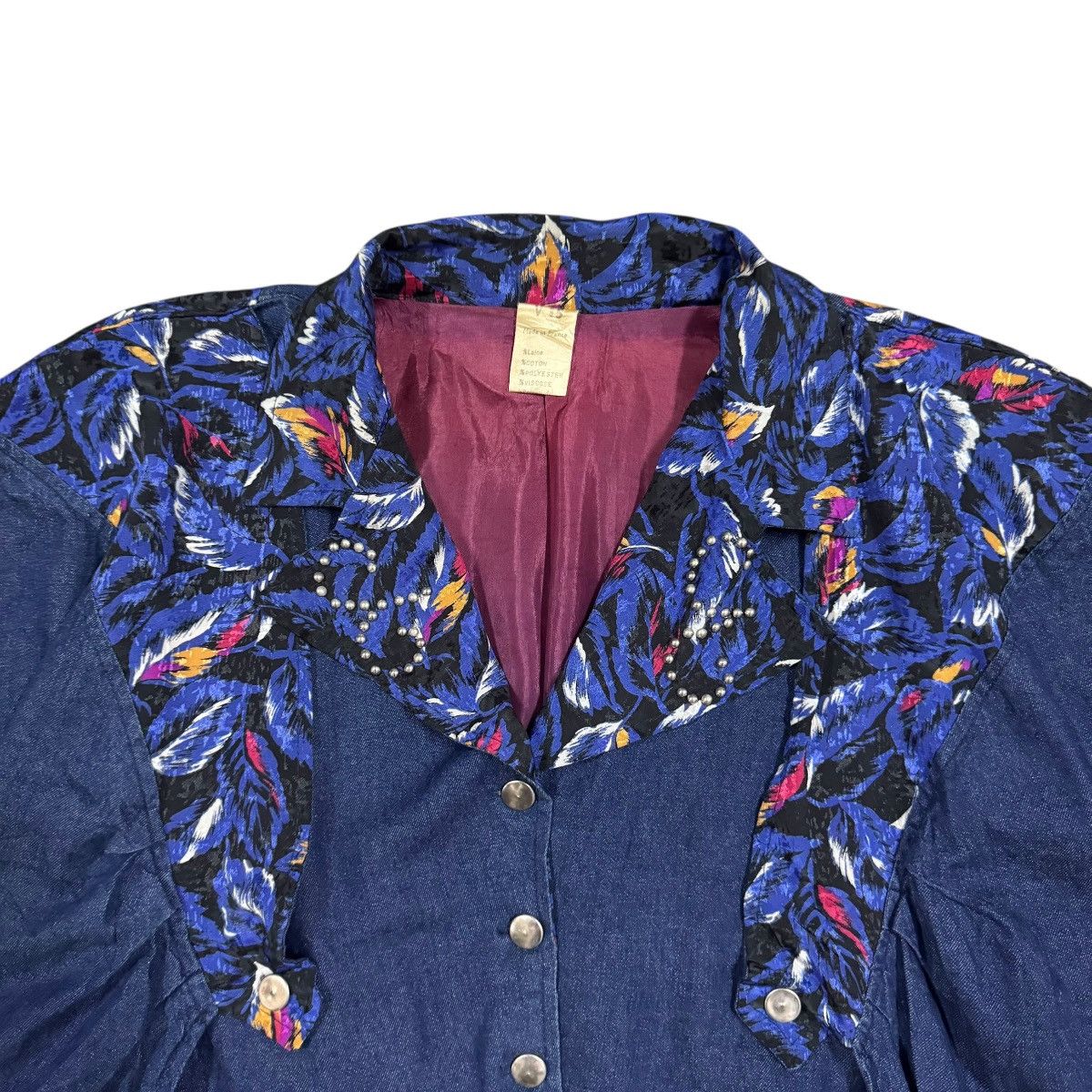 Vitaly Design Vtg🔥V15 Studded Layered Soie Denim Narrow Cut Crop Jacket Size L / US 10 / IT 46 - 5 Thumbnail