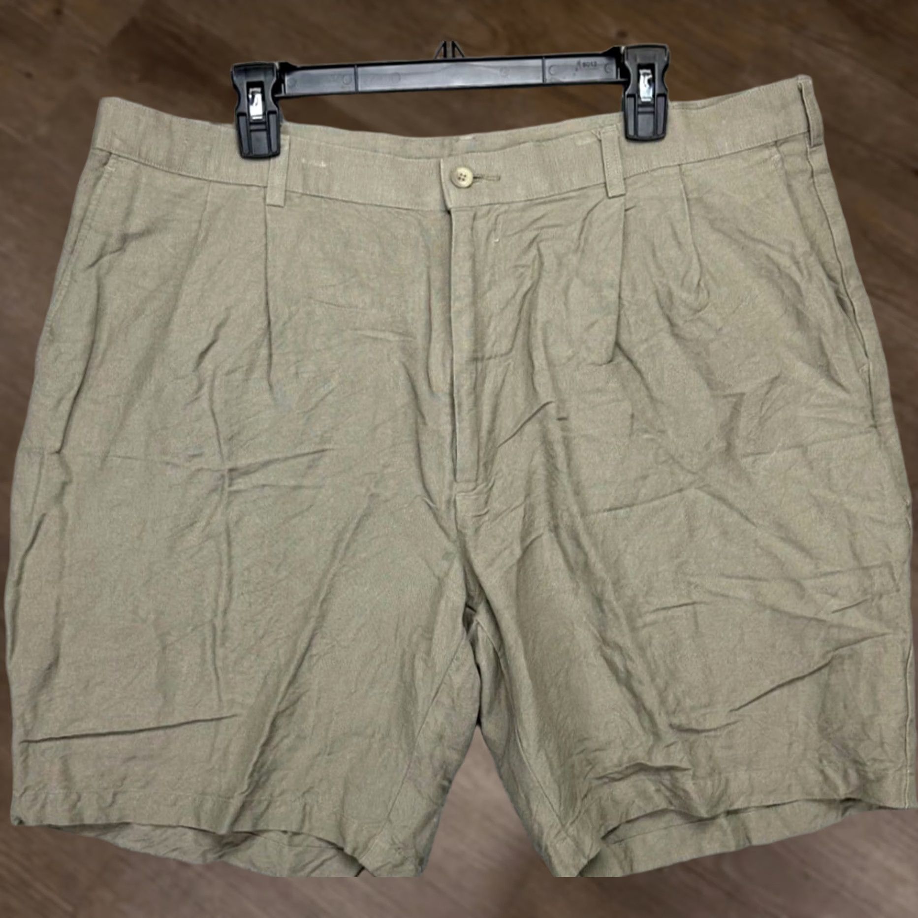 Perry Ellis Perry Ellis Shorts Mens 40 Brown Linen Blend Casual Pleated Pockets Size US 40 / EU 56 - 1 Thumbnail
