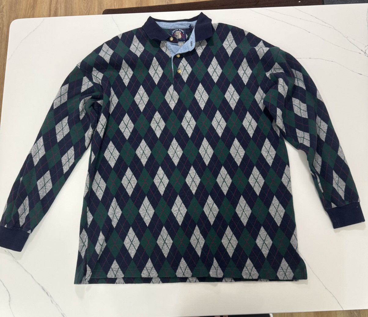 Other Vintage Salty Dog Argyle Long Sleeve Rugby / Polo Shirt 🧶🍃 Size US XL / EU 56 / 4 - 1 Thumbnail