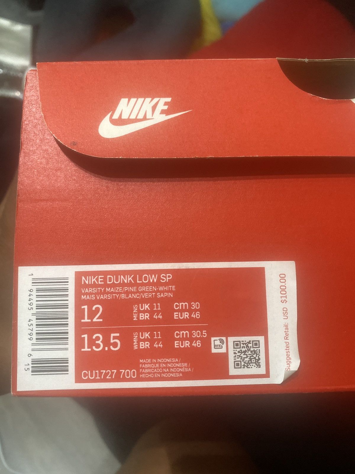 Nike Nike Men's Dunk Low Brazil SP Pine CU1727-700 Size 12 Used Size US 12 / EU 45 - 7 Thumbnail