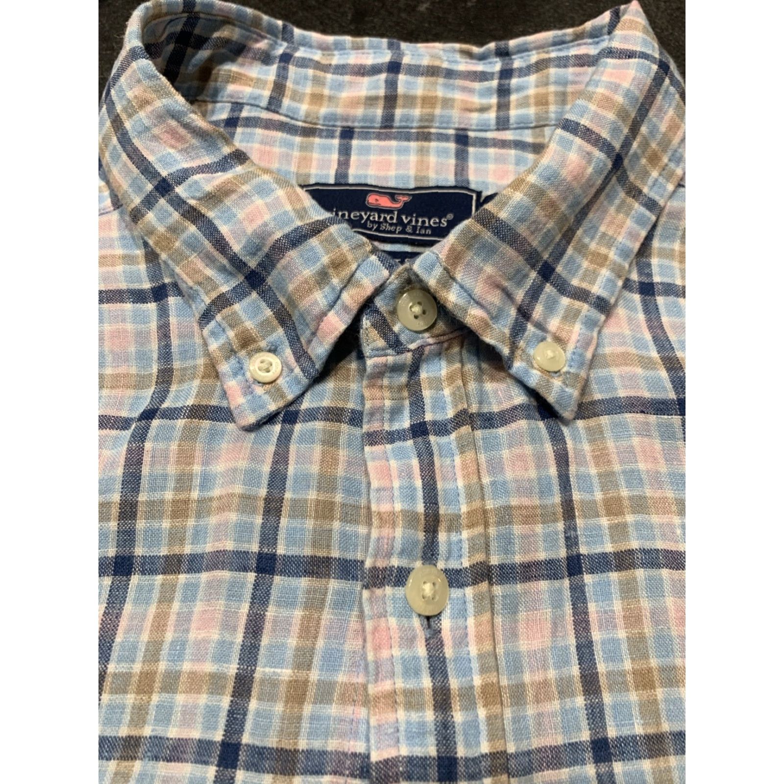 Vineyard Vines Vineyard Vines Men’s XL Linen Plaid Button-Down Shirt Multi-Color Classic Fit Collared Long Sleeve Size US XL / EU 56 / 4 - 6 Thumbnail